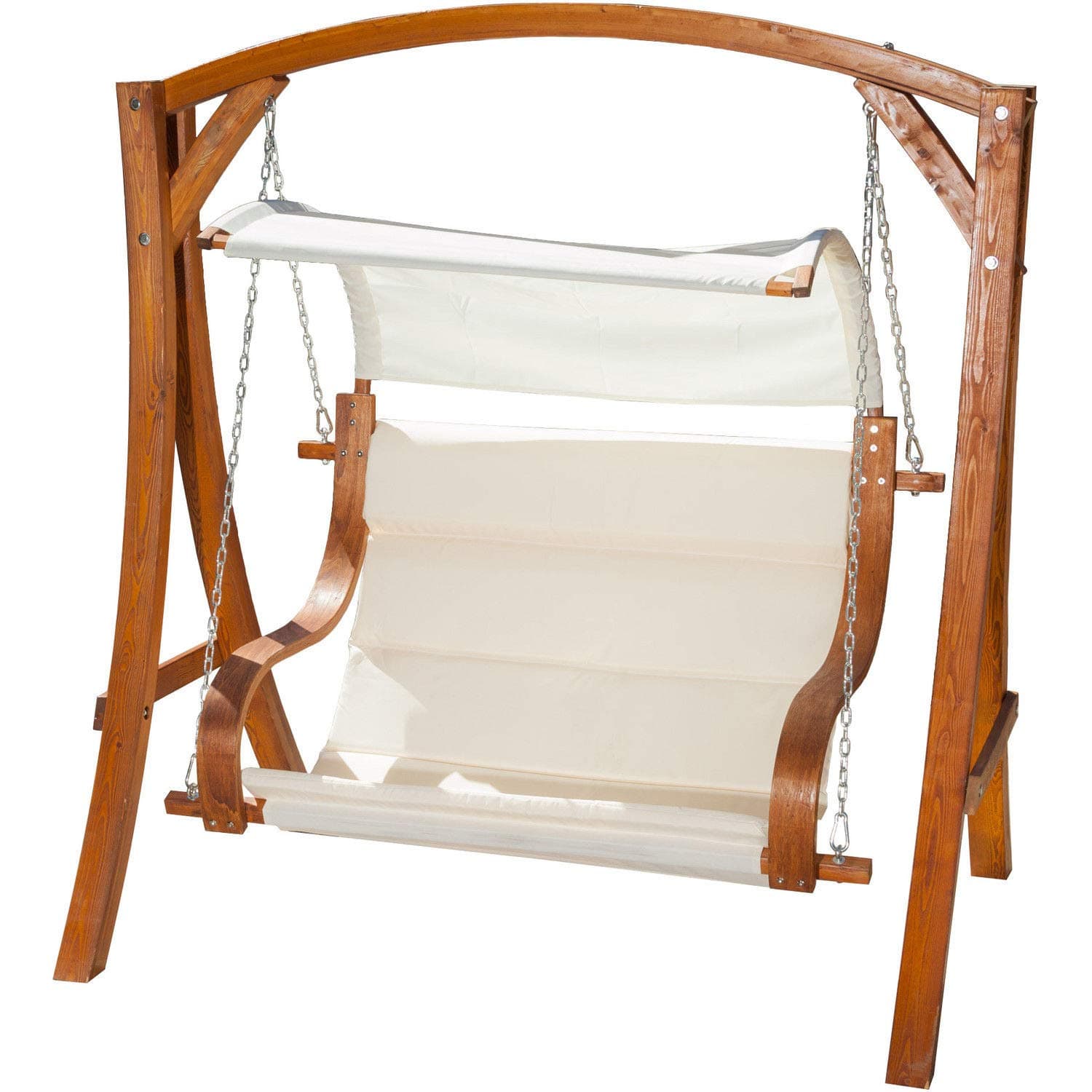 Hanging Wood Bench Love Seat Chair Porch Swing Patio Outdoor Furniture Garden