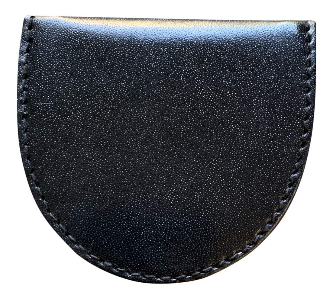Men's Leather Horse Shoe Shape Tray Coin Purse - Black