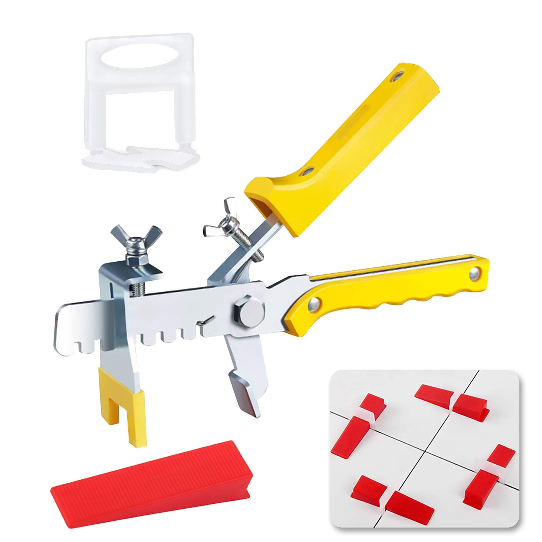 Tile Leveling System, Premium 300 pcs 1/16" Tile Spacers Clips, 100 pcs Reusable Wedges and 1 pc Floor Tiles Pliers for Living Room Shower Floor/Wall Base Tile Leveler Tools for Installation