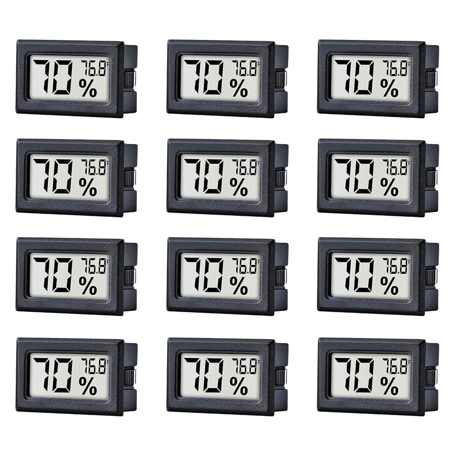 TAIWEI 12 Pack Mini Small Digital Electronic Temperature Humidity Meters Gauge Indoor Thermometer Hygrometer LCD Display Fahrenheit (ââ€žâ€°) for Humidors, Greenhouse, Garden, Cellar