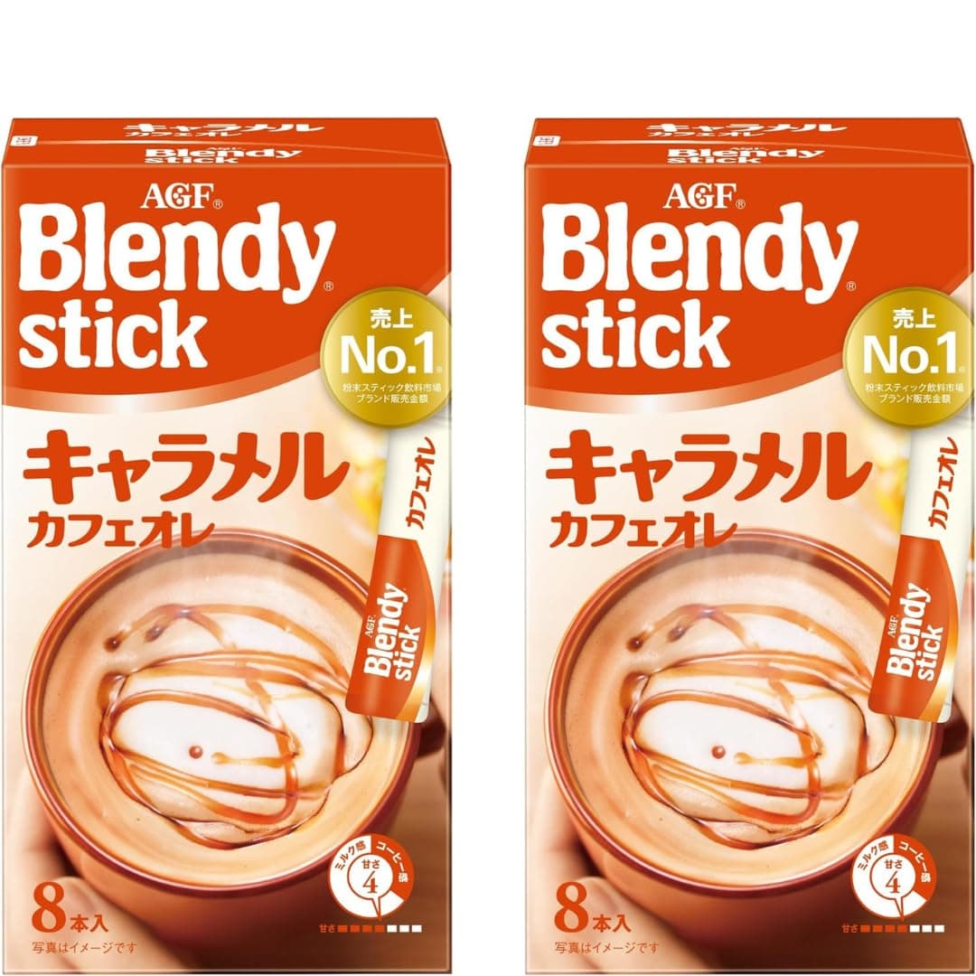 Blendy AGF Coffee Blendy Stick Caramel Cafe Au Lait 8 Pcs Set Of 2