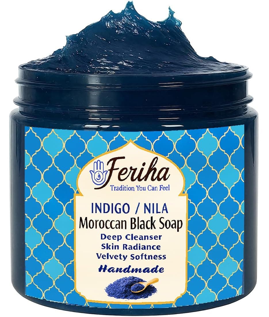 Moroccan Black Soap, Indigo, Sahara Nila, 100% Natural, Artisan Beldi Soap, Crafted & Packed in Morocco - Traditional Hammam Formula