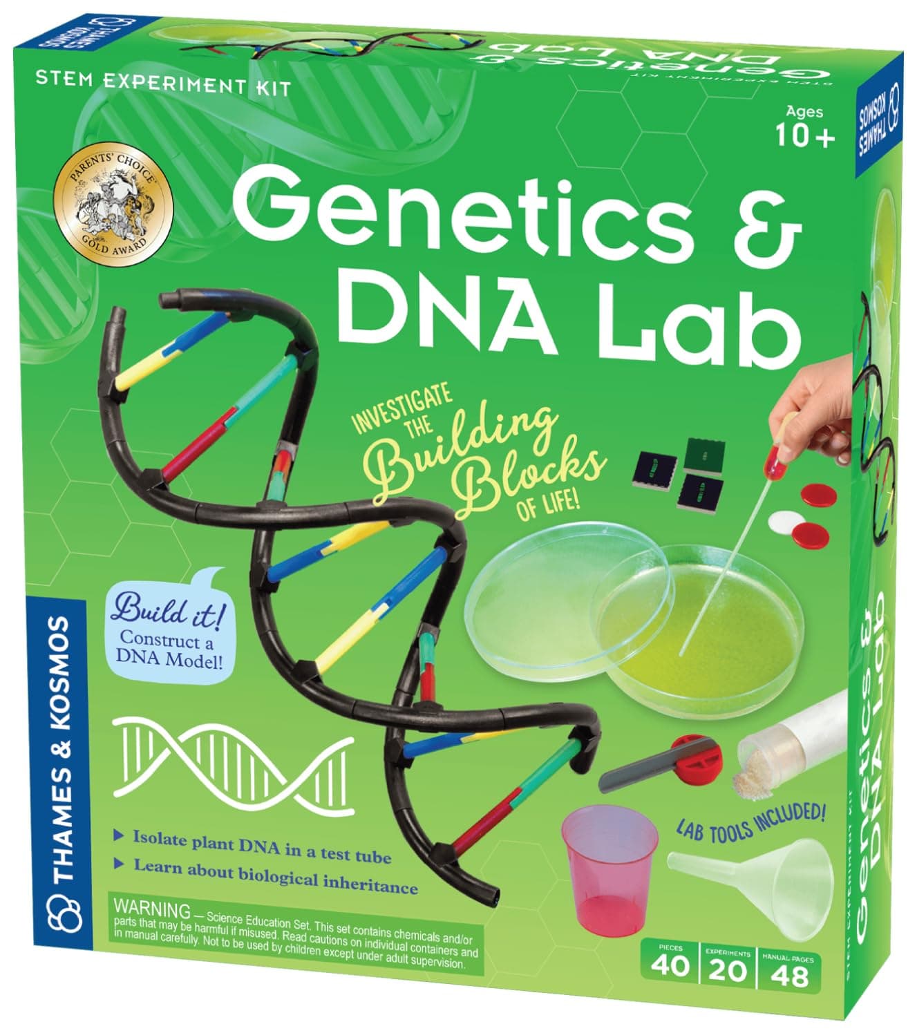 Thames & Kosmos Genetics & DNA :Build a Model, Extract DNA & Solve a Crime Scene Mystery and to Explore Genetics, DNA, and Heredity, Hands-On Science Learning
