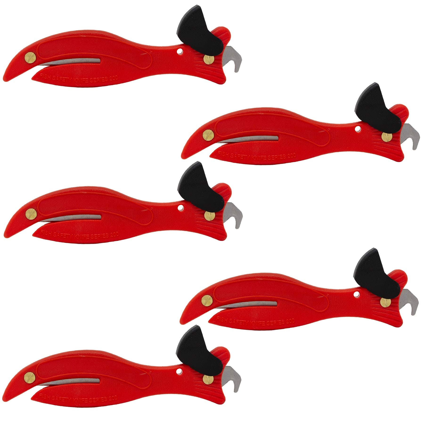 Fish 200 Original Enclosed Blade Safety Box Cutter (5, Red)