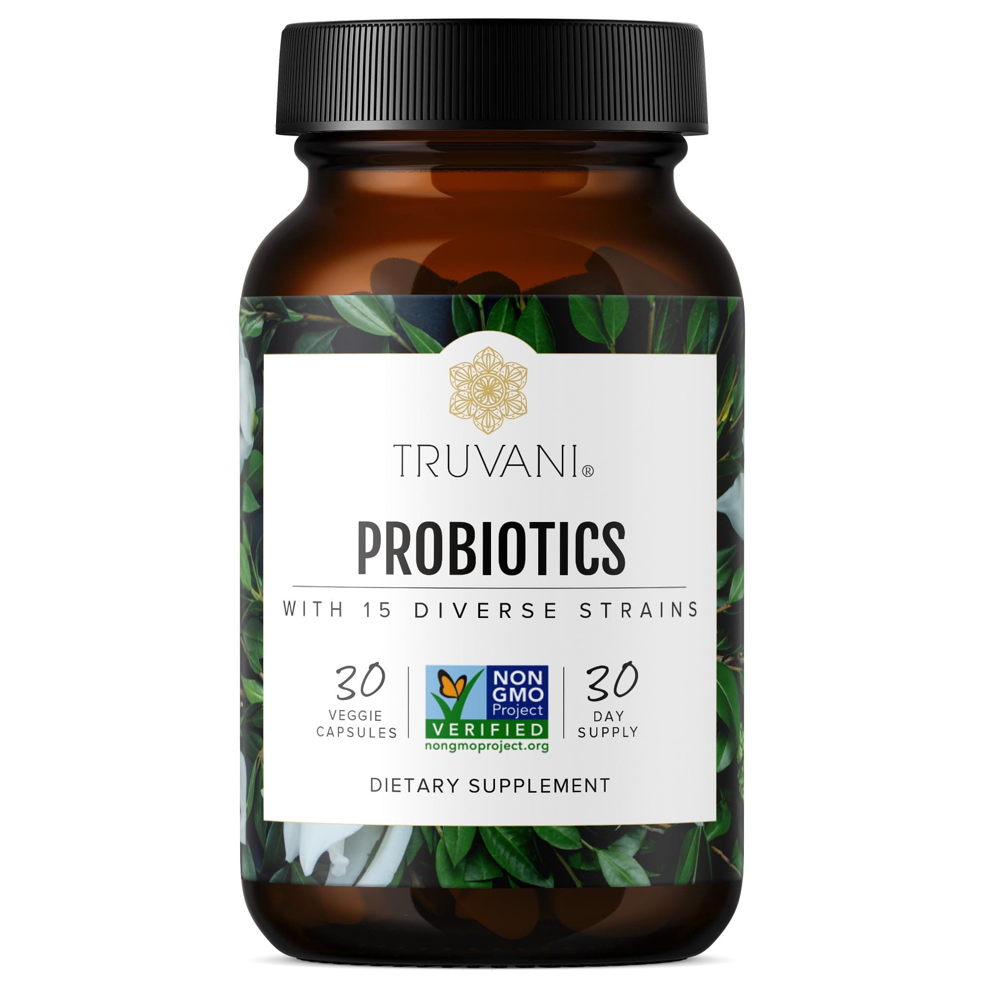 Probiotic Supplement | 30 Servings | 15 Billion CFU | 15 Diverse Strains for Digestive, Immune & Brain Health Support | Shelf-Stable Vegan Capsules | Non-GMO, No Fillers