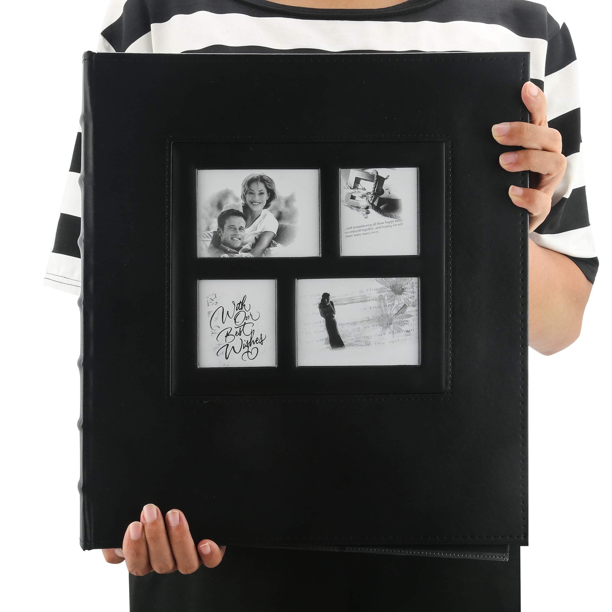 500 Photo Picture Album - Extra Large Capacity Leather Cover Wedding Family Anniversary Baby Vacation Photo Albums Holds 500 Horizontal and Vertical 4x6 Photos with Black Pages