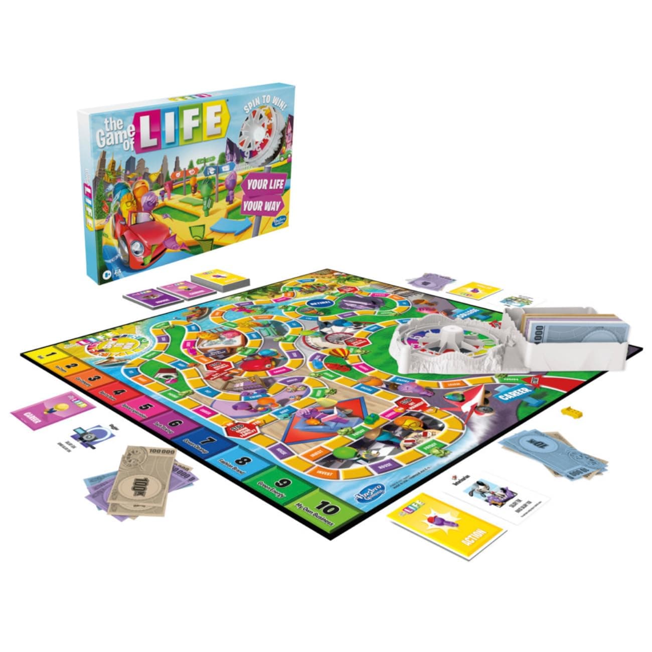 The Game of Life Game, Family Board Game for 2 to 4 Players, for Kids Ages 8 and Up, Includes Colorful Pegs, Multicolour