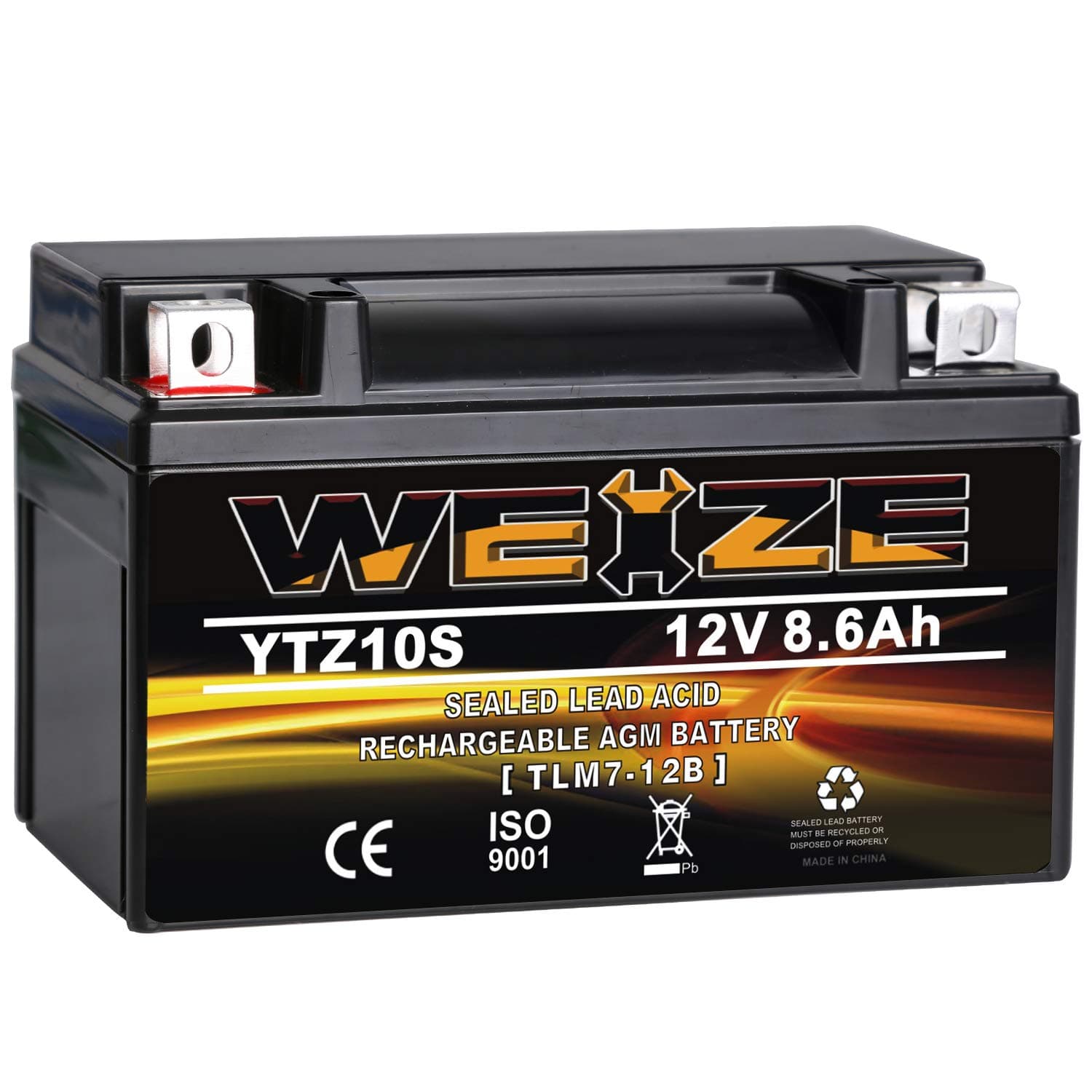 Weize YTZ10S-BS High Performance - Maintenance Free - Sealed AGM Motorcycle Battery For Yamaha Honda