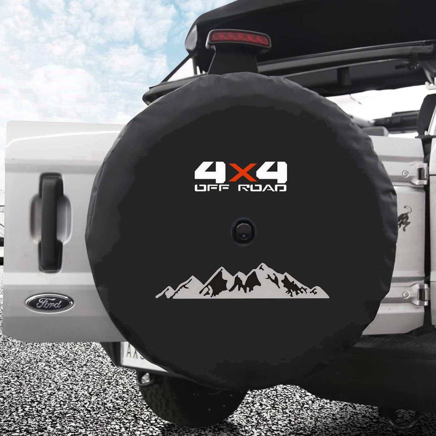 for Ford Bronco Spare Tire Cover with Camera Hole, Jeep Spare Tire Cover with Camera Hole | Back Wheel Cover with Backup Camera Hole | Tire Cover Protector (XL Size, 255/75R17, 285/70R17)