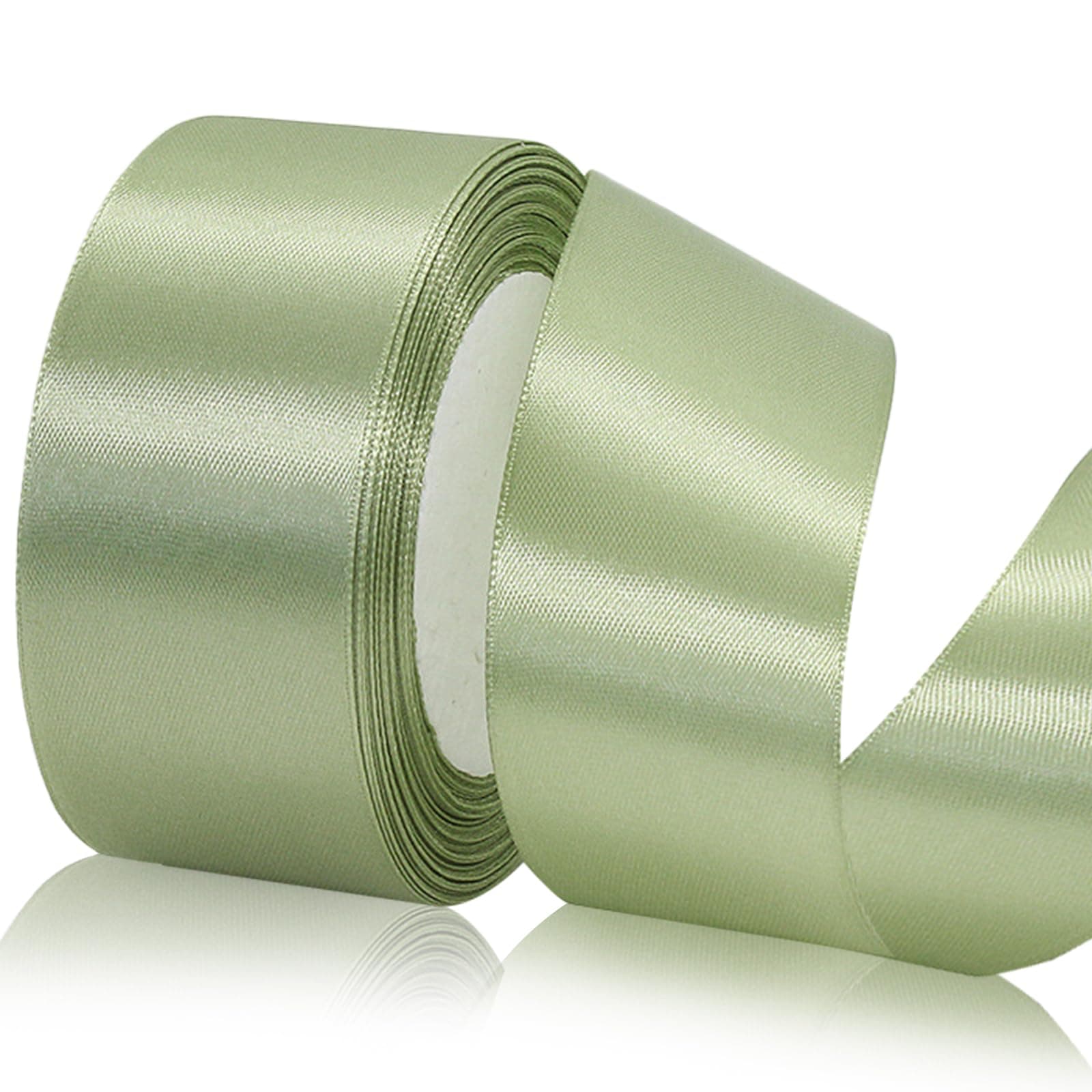 Sage Green Ribbon 1 1/2 inch x 25 Yards Light Green Satin for Flower Bouquet Accessories, Dusty Sage Silk Valentine Ribbon for Gift Wrapping Wedding Invitations Holiday Decor