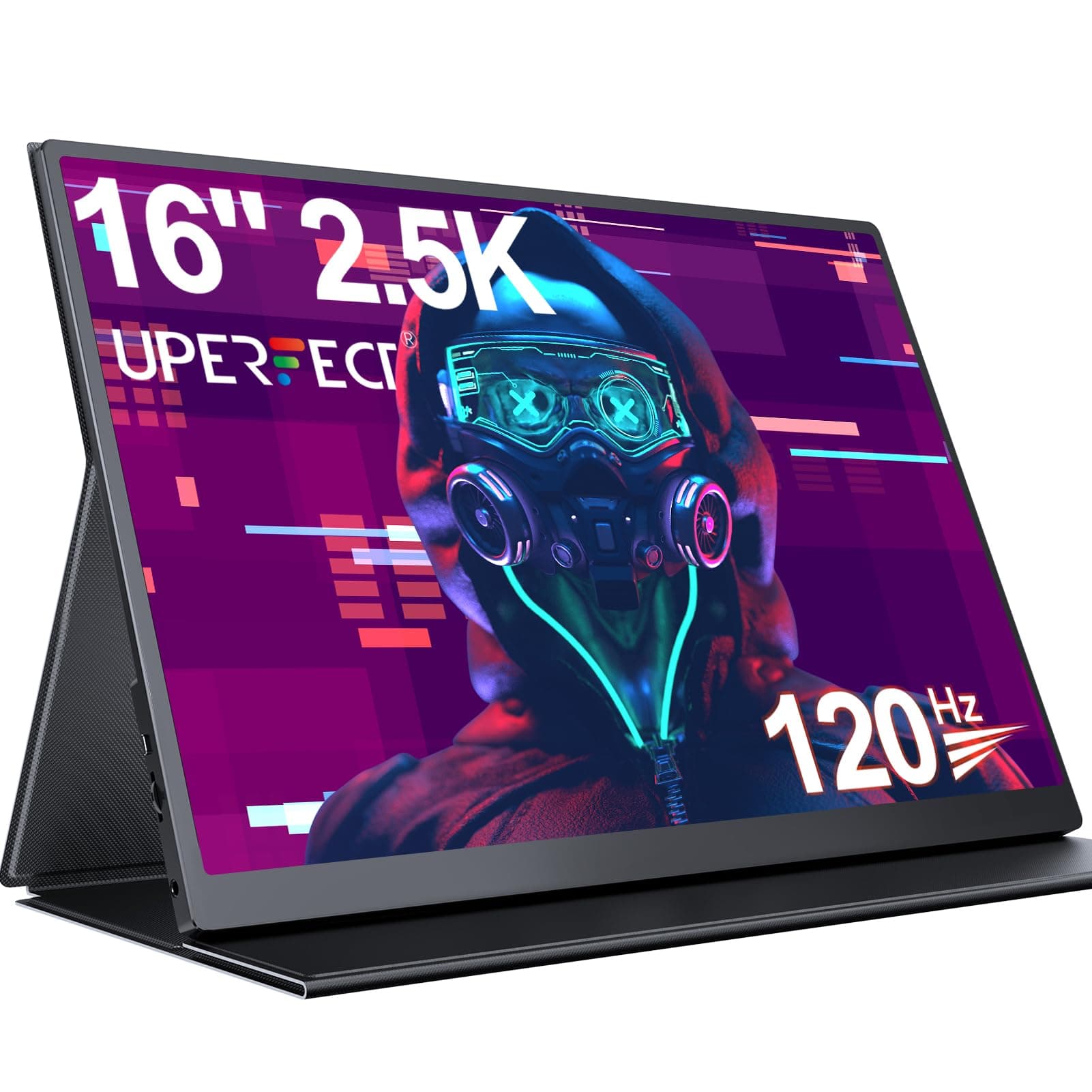 UPERFECT 120Hz 2.5K Portable Monitor 16" 2560x1600 QHD Gaming Monitor 16:10, 500 Nits, 1200:1, Portable Screen w/VESA & Cover for Laptop, HDR FreeSync Eye Care External Second Screen for PC/Phone
