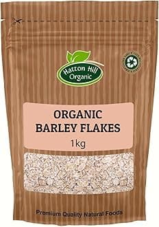Organic Barley Flakes 1kg by Hatton Hill Organic | Nutritious and Versatile for Breakfast, Baking, and Cooking