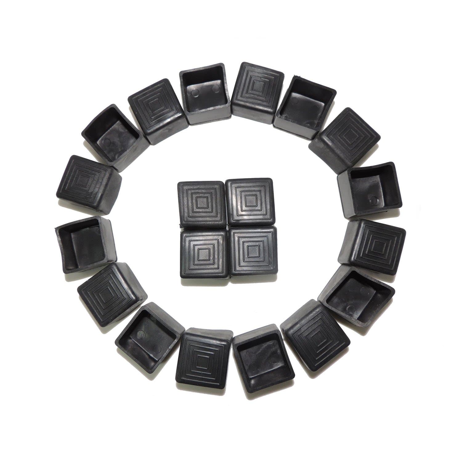 Chair Foot Protector 20pcs 25mm Square Rubber Non-Slip Protective Case Furniture Leg Feet Tips Covers Caps for Chair Leg Furniture