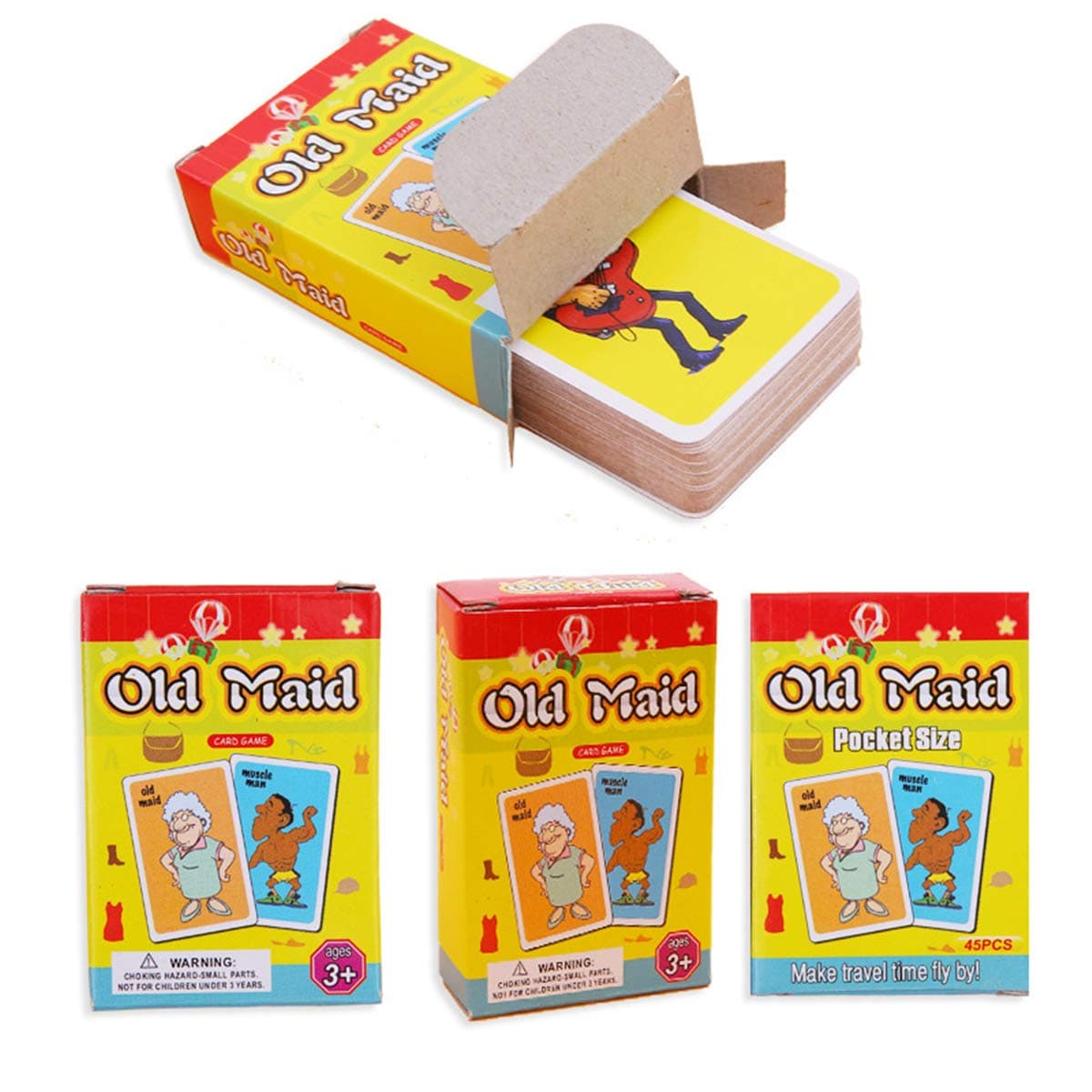 chuxionerKids Card Games Set - Old Maid, Go Fish, Hearts,Crazy Eights Family Party Favor