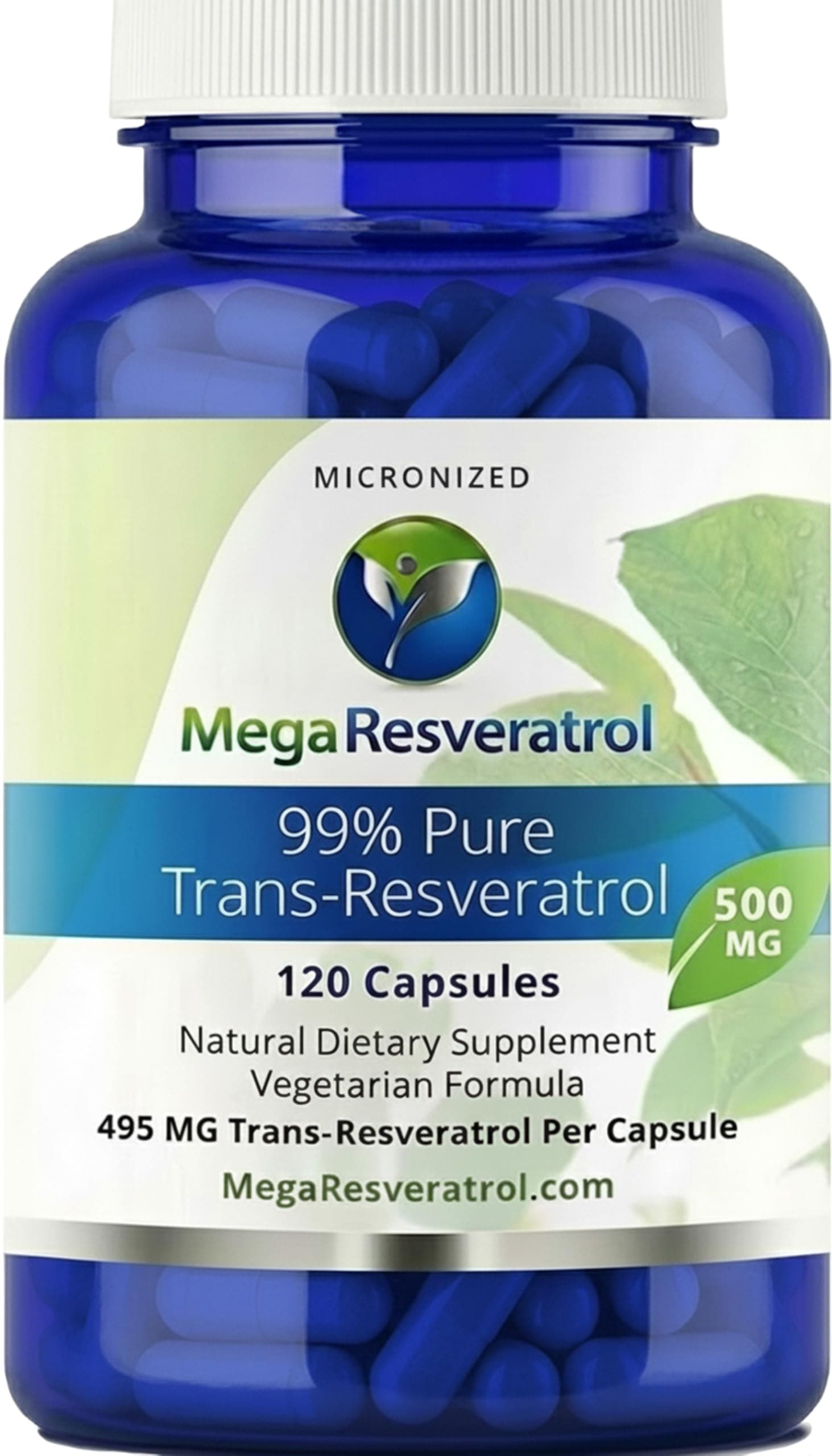 Pharmaceutical Grade,99% Pure, Isolate, Micronized Trans-Resveratrol, 120 Veggie Caps, 500mg per Capsule. Purity Certified. Absolutely NO Toxic “inactive” Ingredients Added.