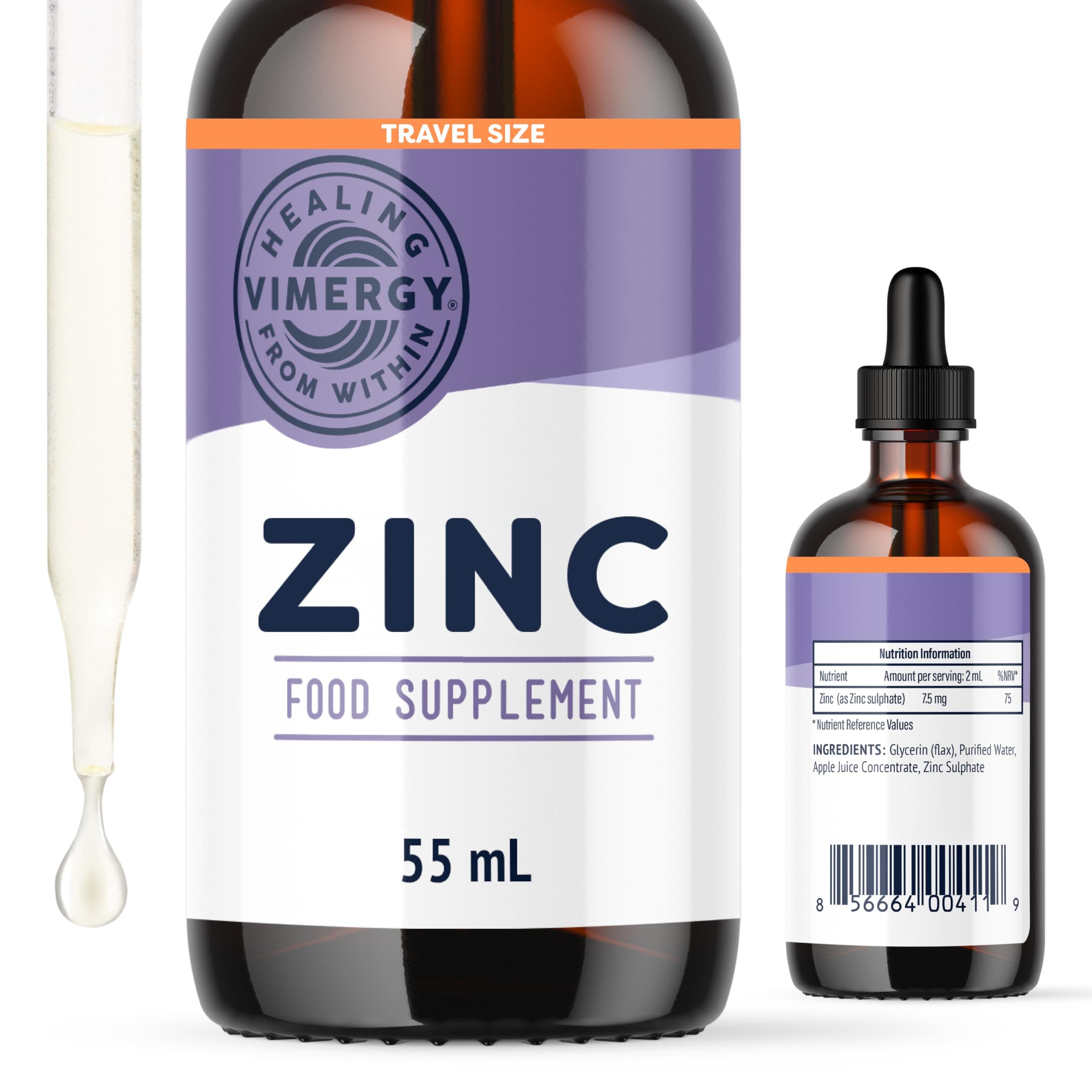 Vimergy Liquid Zinc - Trial Size | Supports Immune Health & Metabolism | Alcohol-Free Zinc Sulfate | Antioxidant | Non-GMO, Gluten-Free, Vegan, Paleo, Kosher
