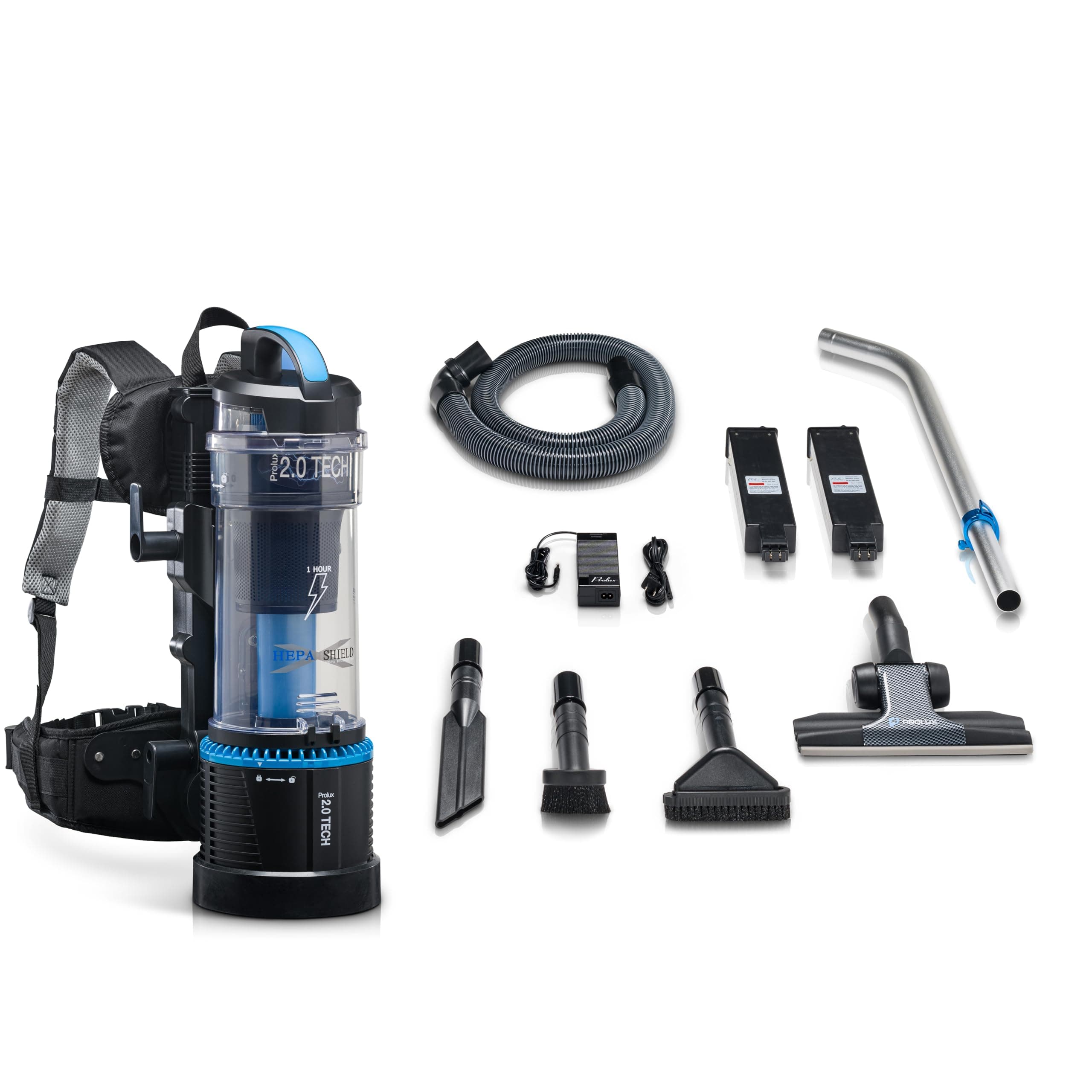 Prolux 2.0 Cordless Battery Bagless Backpack Vacuum Cleaner, Dual HEPA Shield Filtration, Tool Accessory Kit
