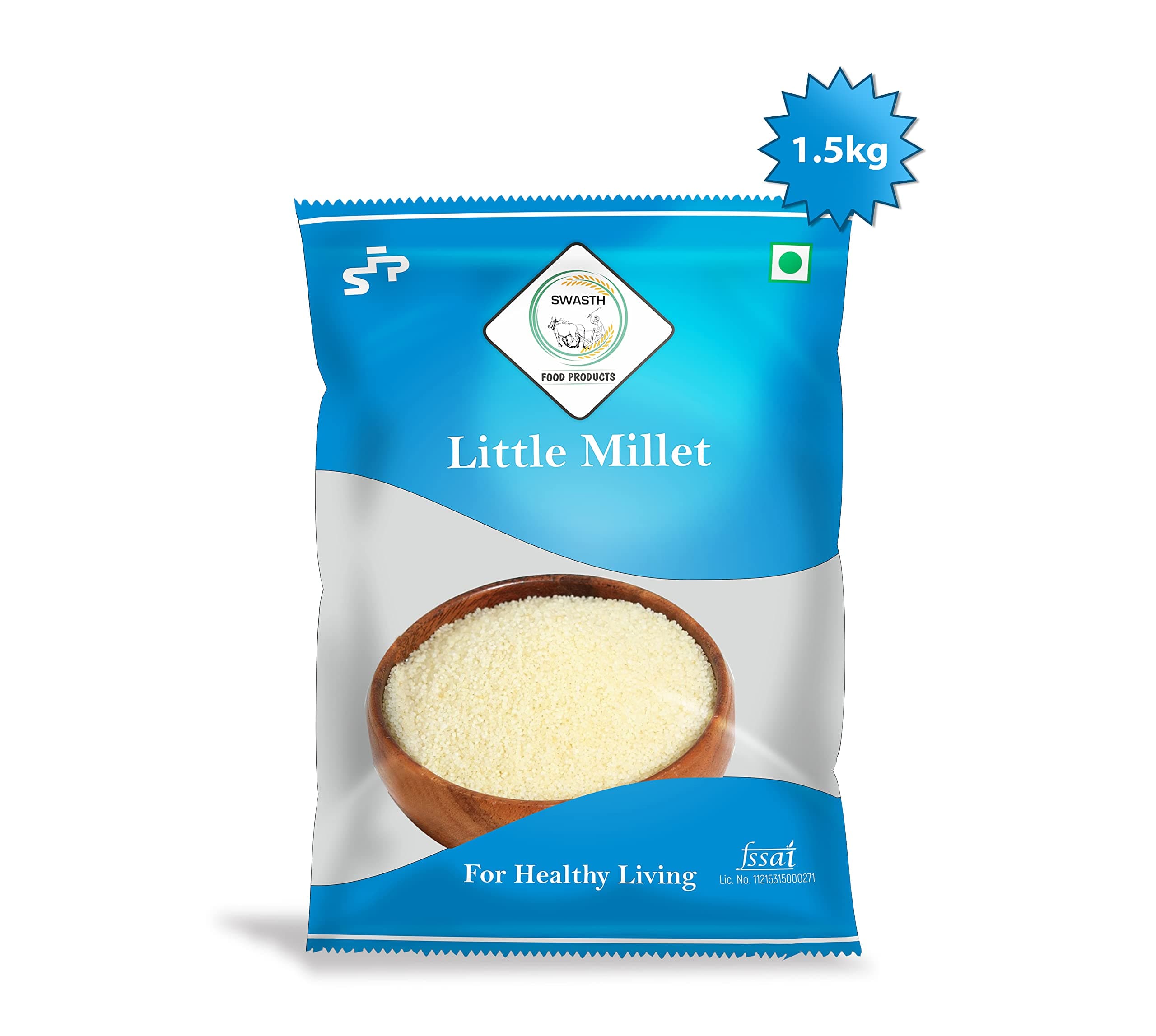 SWASTH Little Millets Unpolished And Natural Organic, 1.5 kg Pack (Other Names Of Little Millet Kutki, Shavan, Saamai, Sama, Samalu, Saame, Save Chama, Sava, Halvi, Vari, Swank, Gajro, Kuri, Sama, Suan)|GLUTENFREE| FOR WEIGHTLOSS|HIGH FIBRE