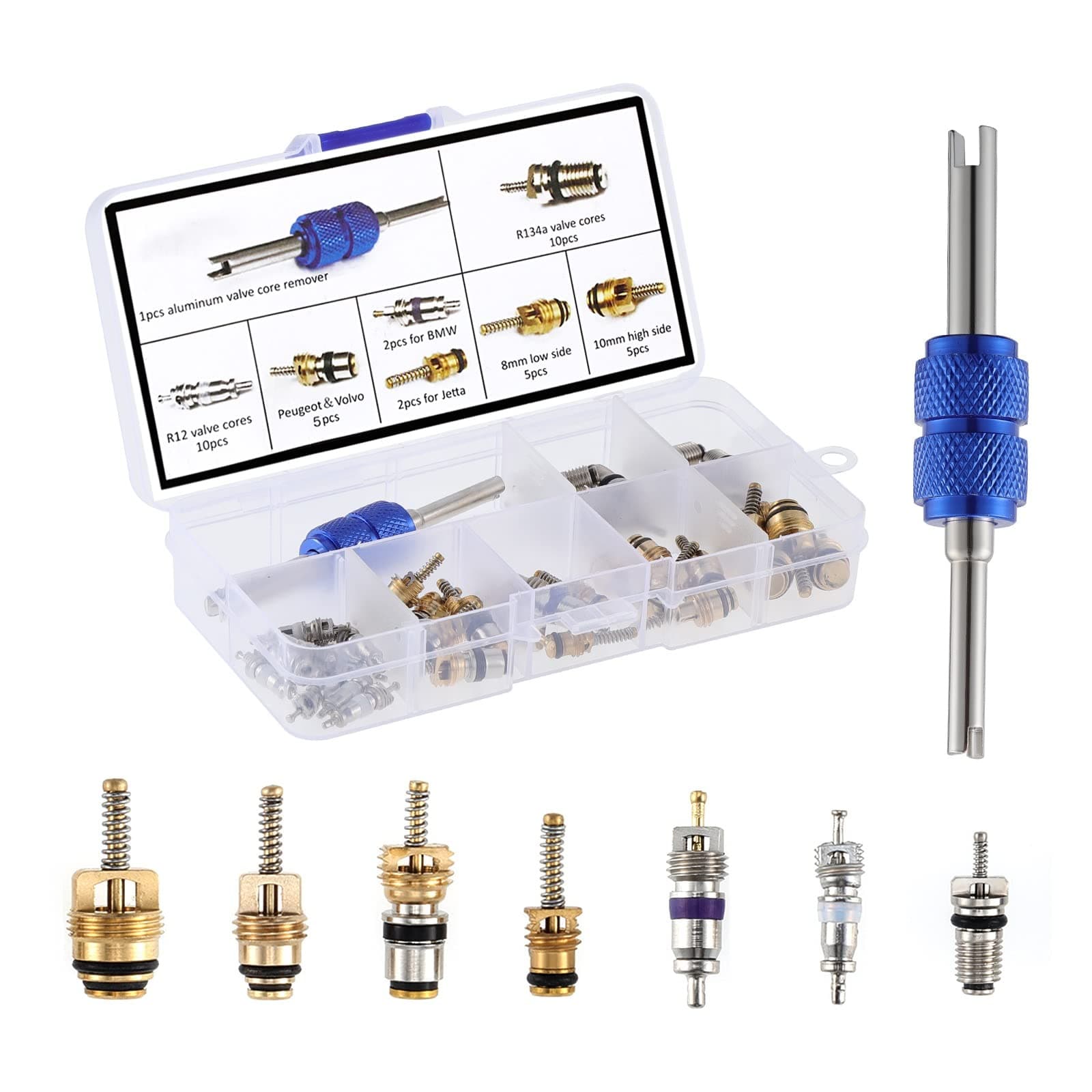 OCR エアコン A/C バルブコア R12 R134a 自動車 エアコン 冷蔵庫 タイヤ バルブ ステム コア リムーバー ツール 詰め合わせキット US_AIR002