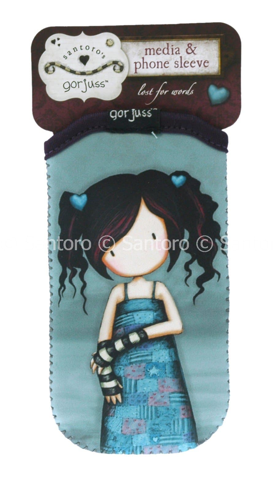 SANTORO Gorjuss 'Lost For Words' Neoprene Phone Sleeve for iPhone 4 / 4S / 5 - Shock Absorbing Protective Pouch Case - Grey/Blue