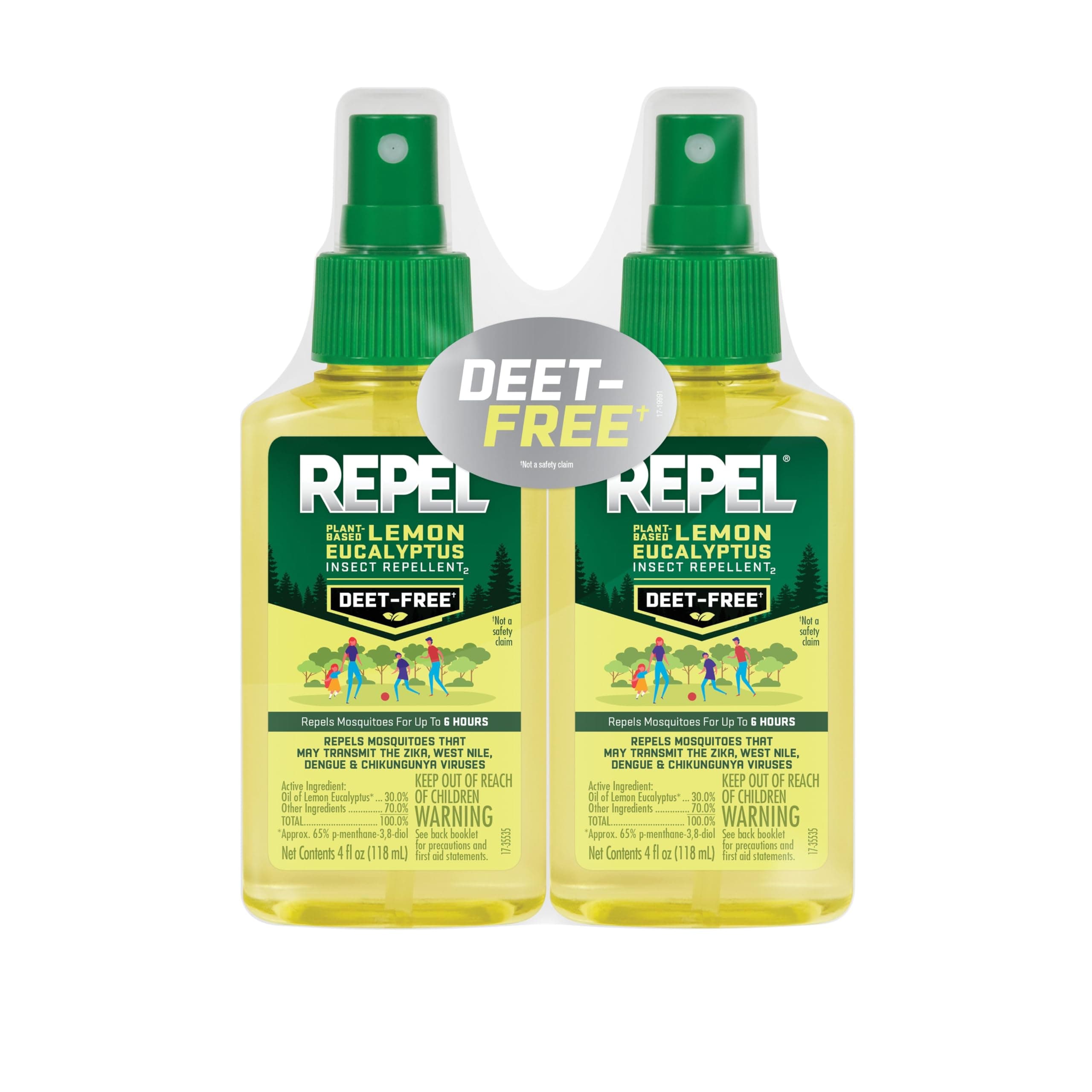 REPEL HG-24109 Lemon Eucalyptus Natural Insect Repellent with 4 oz Pump Spray, Twin Pack