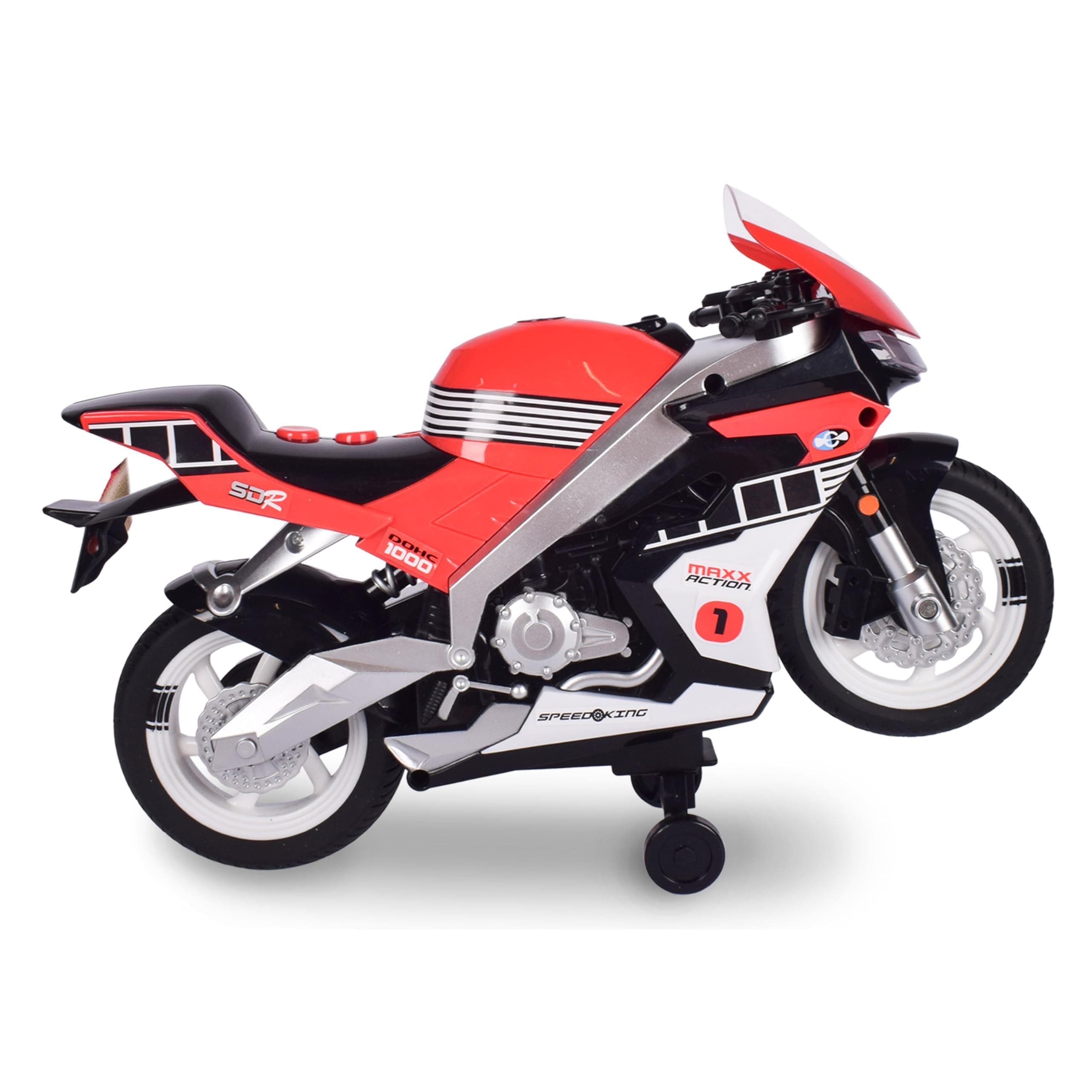Maxx Action Super Bike with Wheelie Feature – Red Motorized Toy Motorcycle for Boys & Girls | Light & Sound Vehicle for Kids