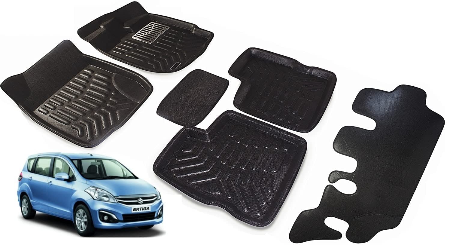 Auto Addict 3D Mats CAR Black Color for Maruti Suzuki Ertiga Old (2011-2018)
