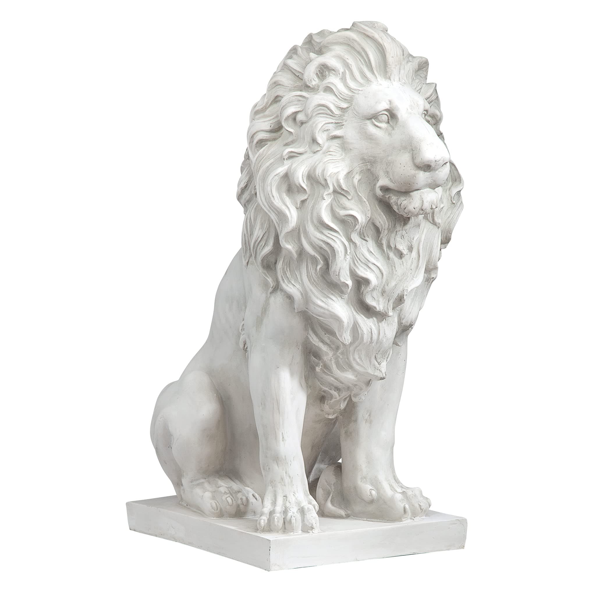 Lion of Florence Sentinel Animal Statue, 71 cm, Polyresin, Antique Stone