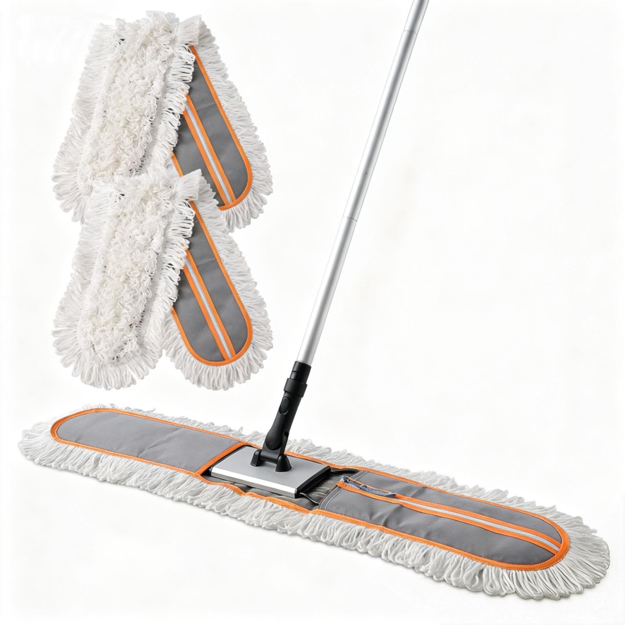 36" Commercial Dust Mops for Floor Cleaning Heavy Duty Floor Duster Mop with Long Handle Hotel Gym Household Cleaning Supplies for Hardwood, Tiles, Marble Floors (Grey)