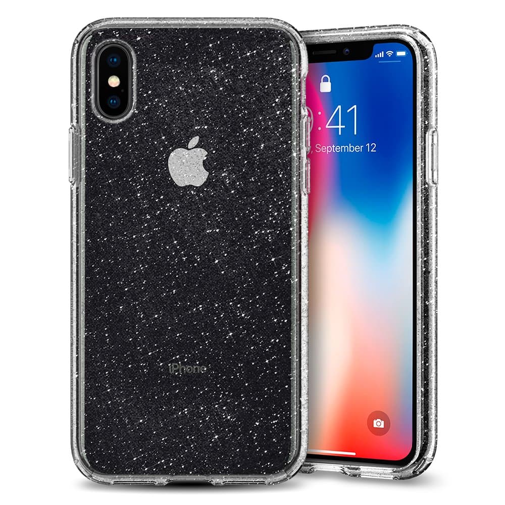 Spigen [Liquid Crystal Glitter] iPhone XS Case, iPhone X Case, Transparent Soft Gel Case with Glitter, Protection and Premium Clarity for iPhone XS (2018) / iPhone X (2017) - Crystal Quartz - 5.85 inches