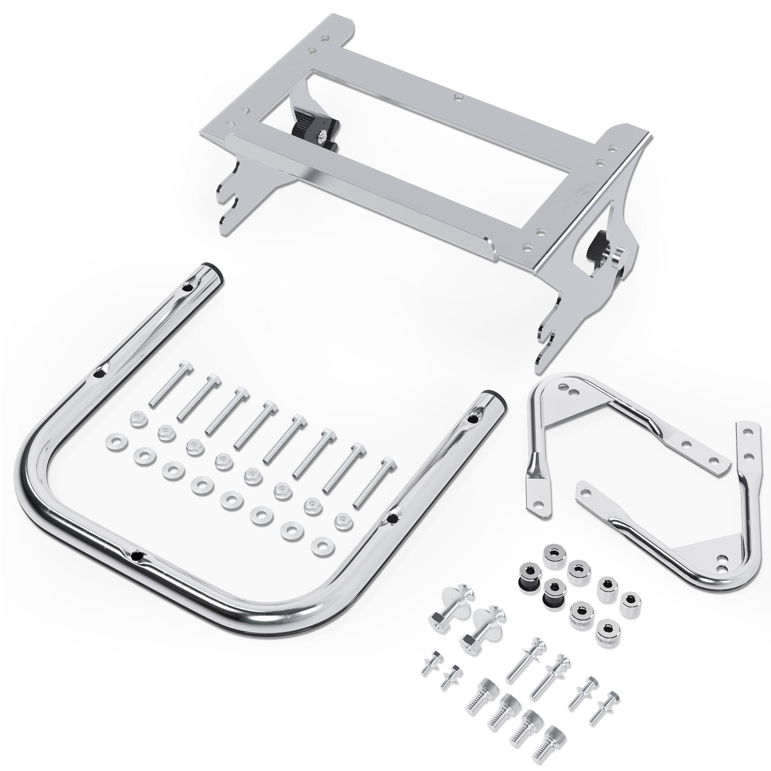 ECOTRIC Detachable Two Up Motorcycle Trunk Touring Luggage Storage Box Rack W/Docking Hardware Kit Compatible with 1997-2008 Harley Touring Road King Electra Glide Street Glide Road Glide Chrome