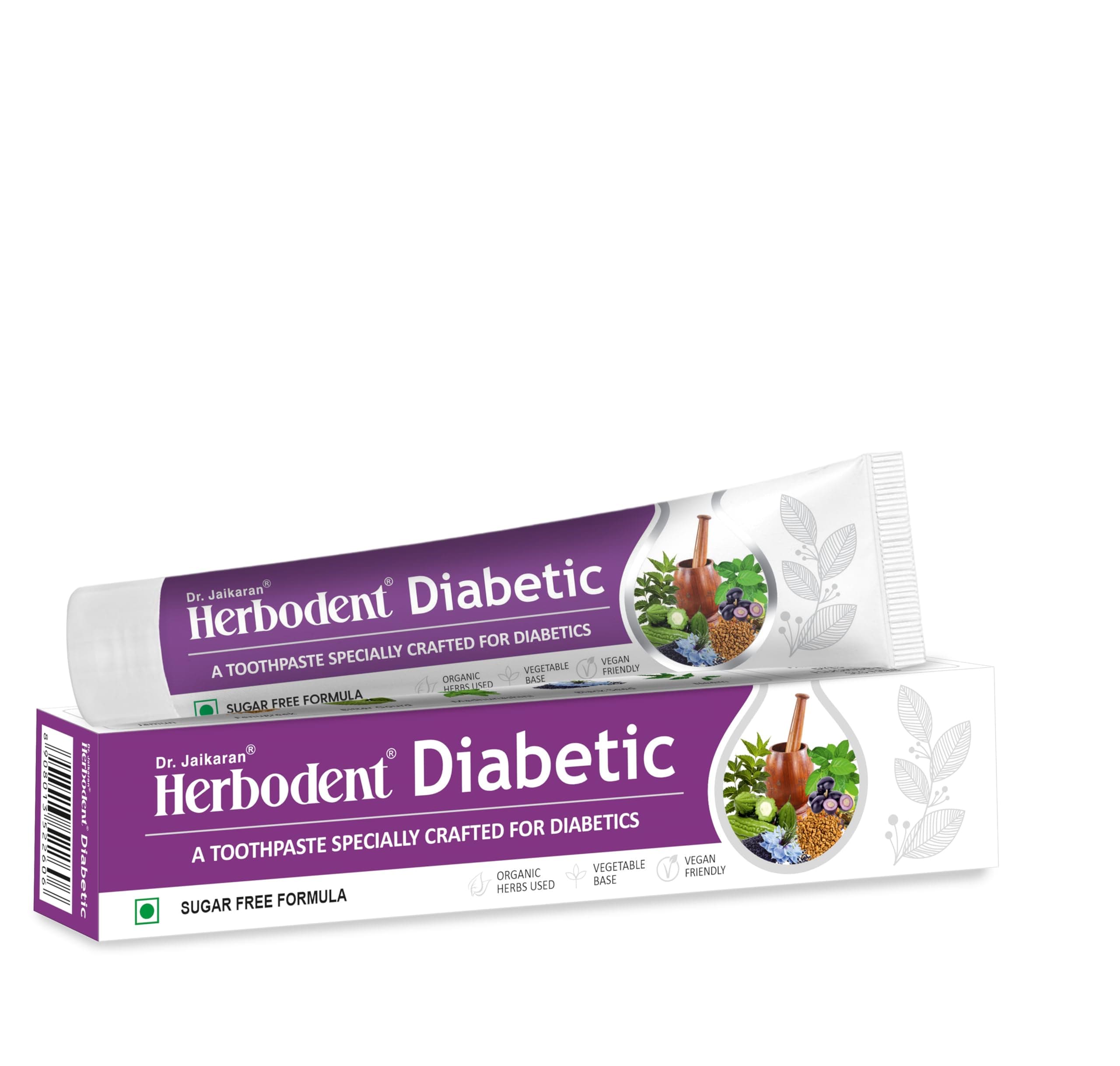 Diabetic Toothpaste - 100g Pack of 1 | Toothpaste specially crafted for Diabetics | SLS & SUGAR FREE Formula | 7 Organic Herbs -Jamun, Fenugreek, Bitter Gourd, Madhunashini, BlackSeed, Neem