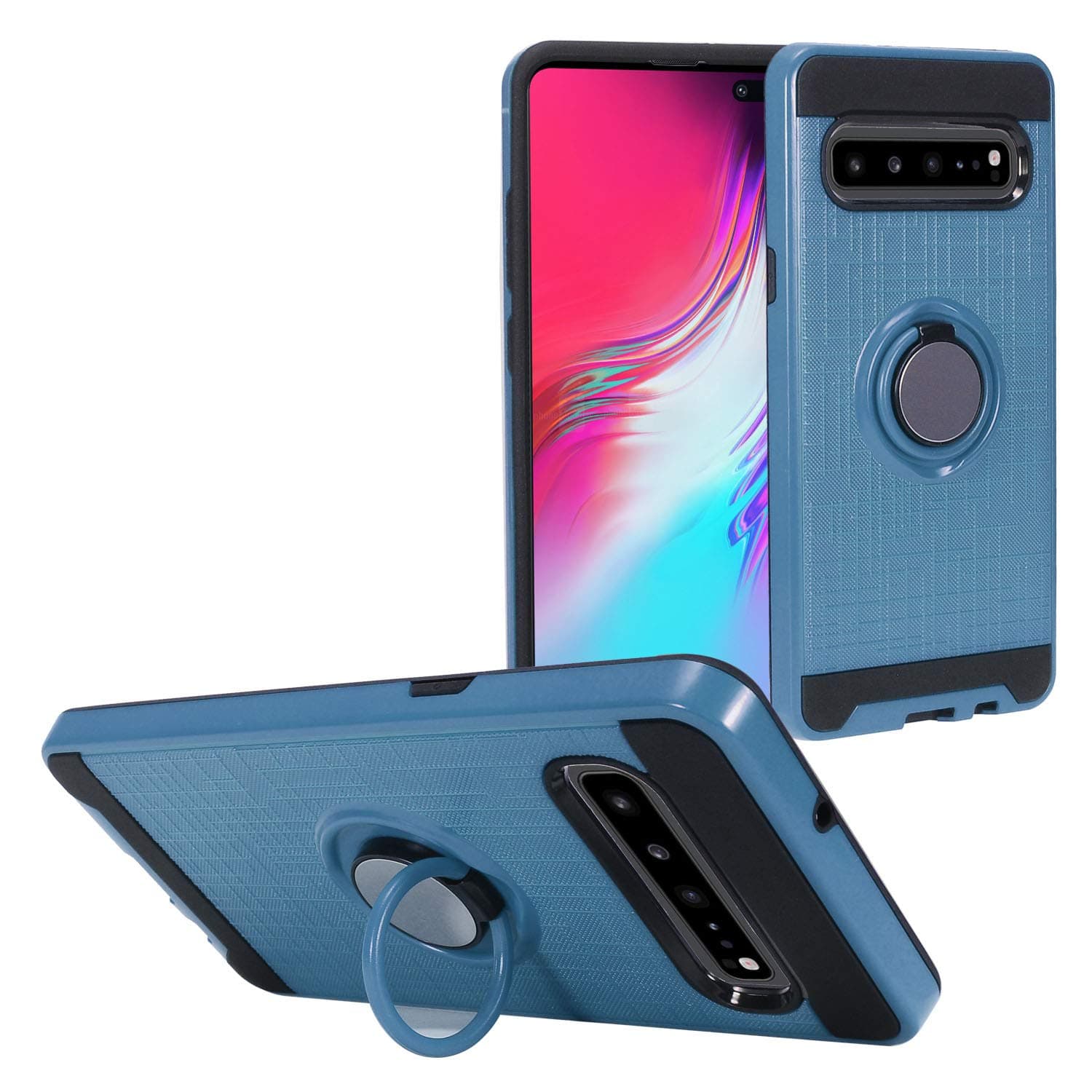 Compatible with Samsung Galaxy S10 5G (6.7") SM-G977 - Hybrid Phone Case w/Ring Stand - RS2 Navy Blue