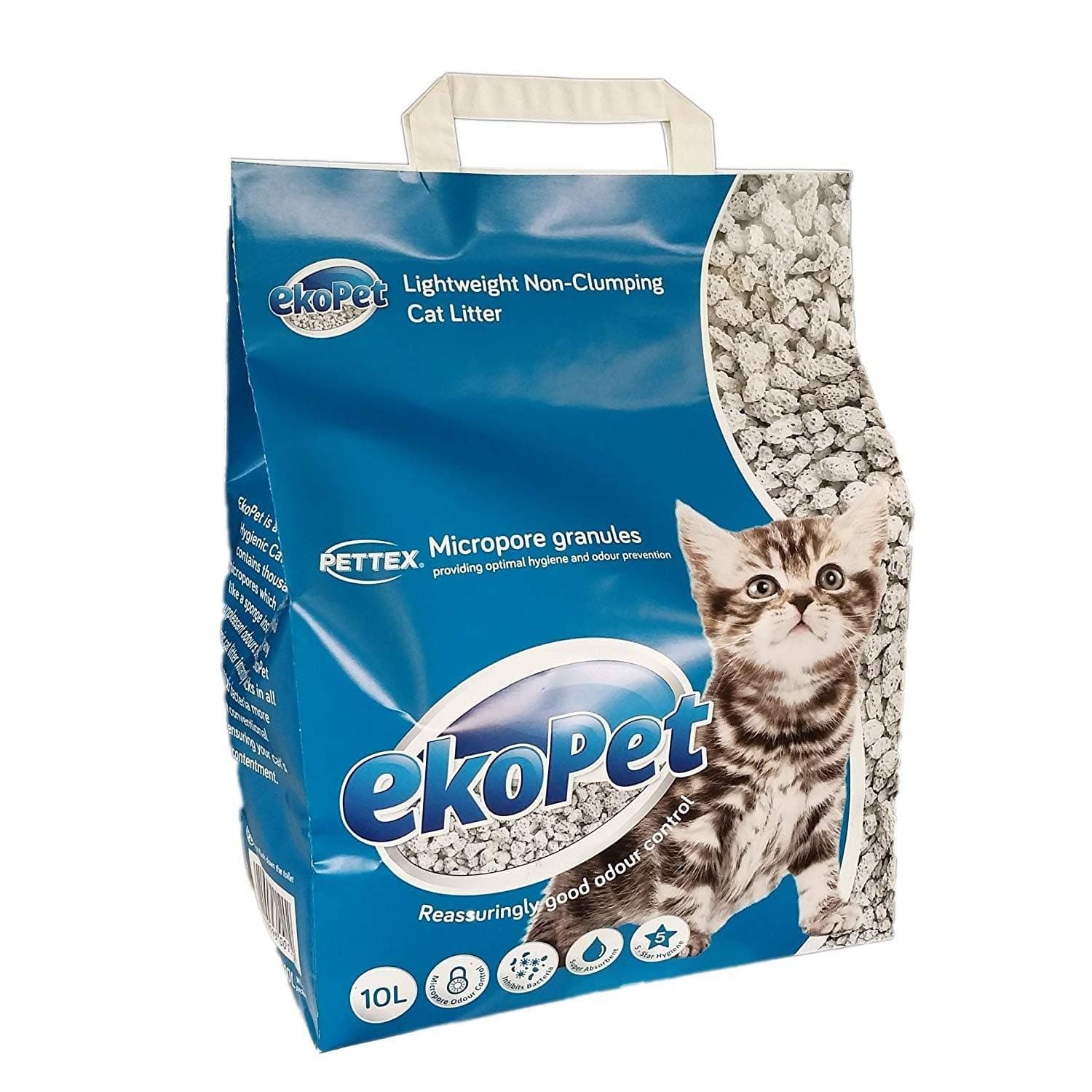 Pettex Lightweight Micropore Cat Litter - Medium Size 10L Bag - Lightweight and Non-Clumping Super Absorbent Off White