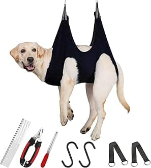 Guzekier Dog Grooming Hammock for Trim Nail, Dog Sling for Grooming, Dog Hammock Restraint Bag with Nail Clippers/Trimmer, Nail File, Pet Comb,Ear/Eye Care