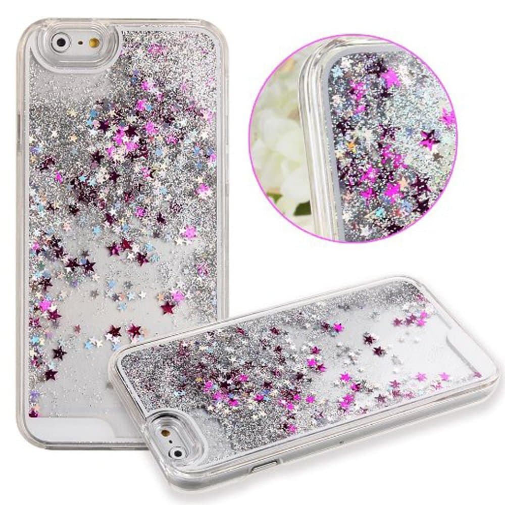 KaLaBan iPhone 6 Plus Case,iPhone 6 Plus 3D Case,iPhone 6 Plus Quicksand Case,Creative Design Flowing Liquid Floating Luxury Bling Glitter Sparkle Stars Hard Case for Apple iPhone 6 Plus with 5.5 inch Screen (iPhone 6 Plus Quicksand Silver)