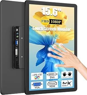 MAGEX 15.6" Touchscreen Monitor, HDMI VGA DVI FHD 1080p IPS Rp Pi Touch Screen Monitor 10-Point Touch Display with Remote Control Speakers VESA Touch Screen for PC, Pi, POS, Industrial Medical