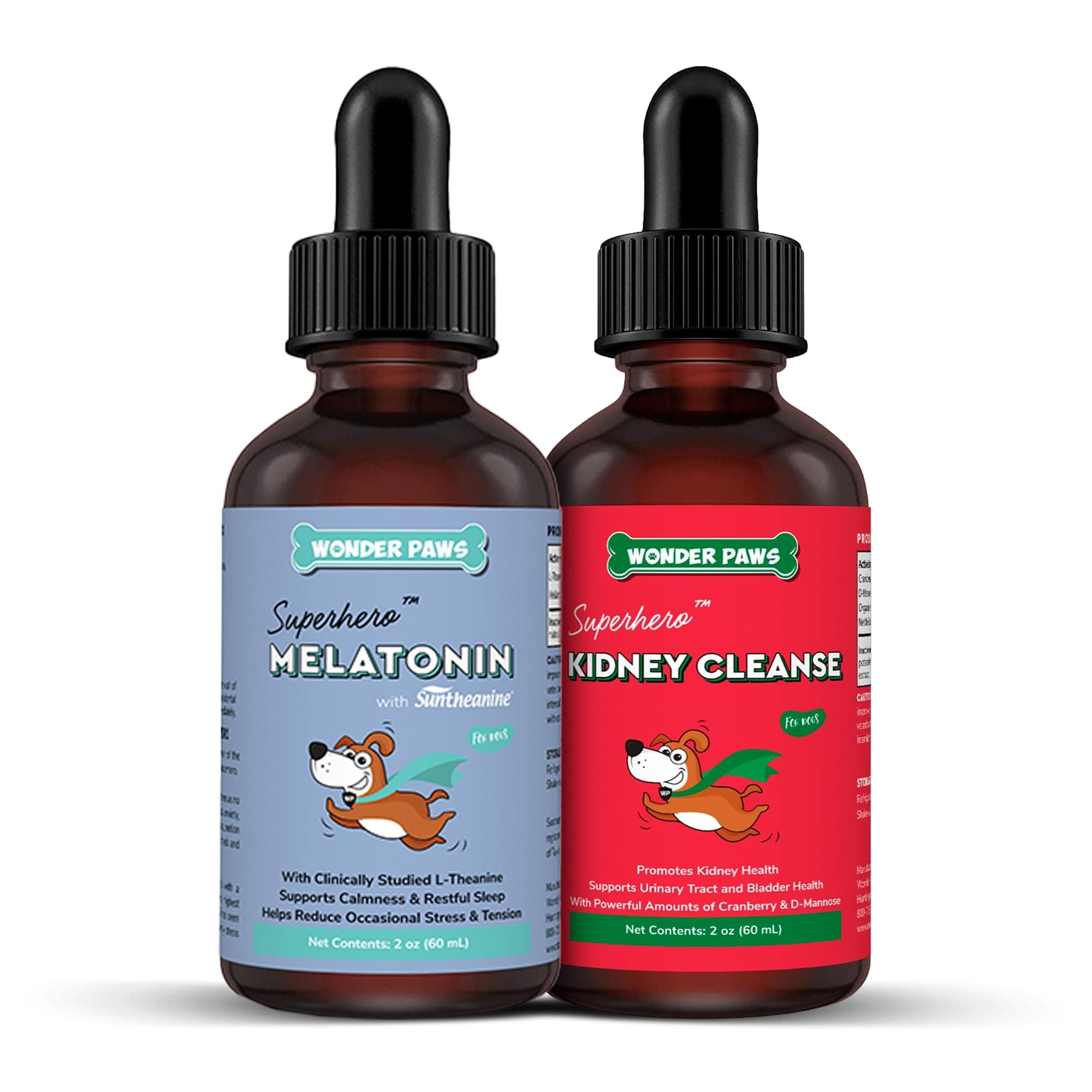 Melatonin Drops Plus Kidney Cleanse Drops - for Dog Relaxation, Urinary Tract, Kidney & Overall Wellness – Melatonin 2 Ounces - Kidney Cleanse 2 Ounces