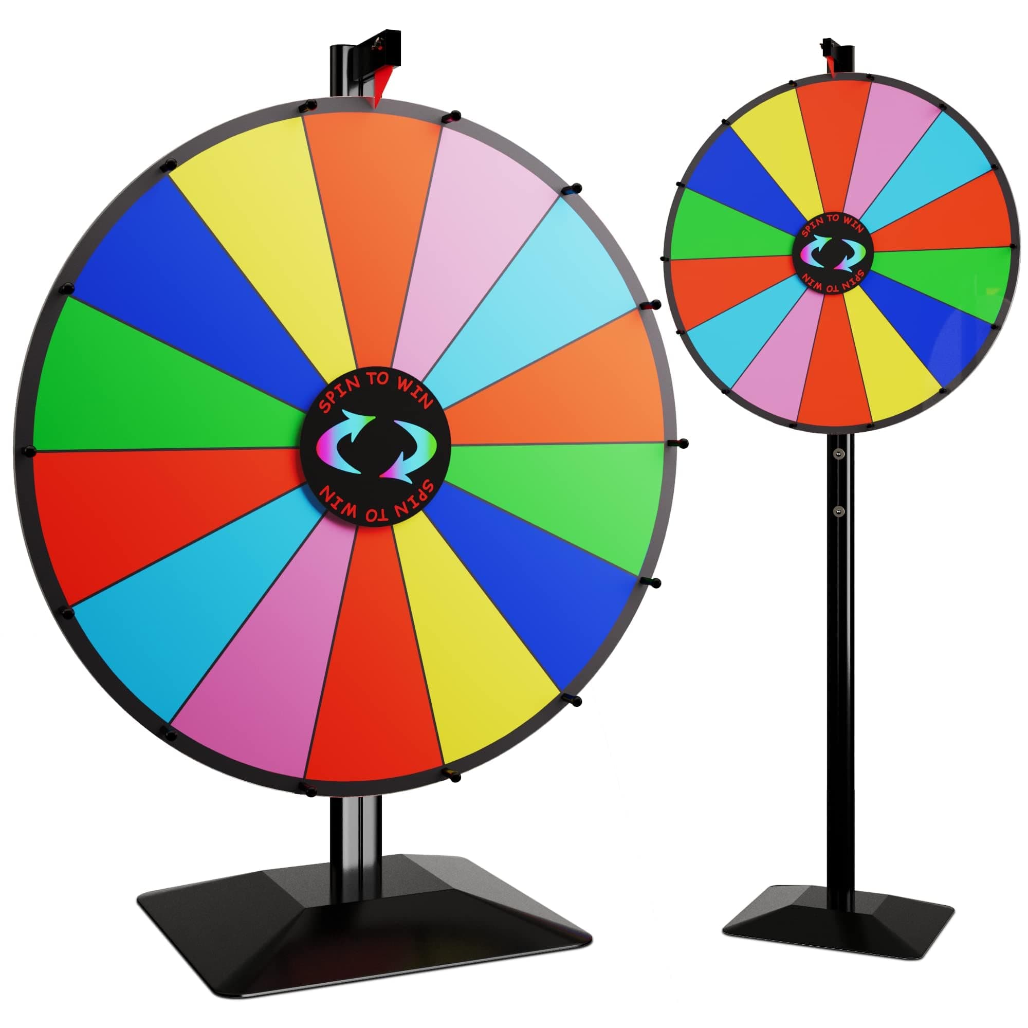 24 Inch Dual Use Spinning Prize Wheel - 14 Slots Color Tabletop and Floor Roulette With Dry Erase Marker and Eraser - Win The Fortune Spinner Game for Carnival Trade Show