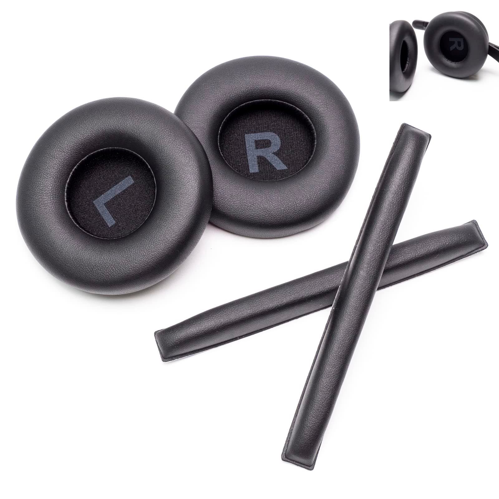 Voarmaks Rainbow Color Ear Pads Headband Cushion Kits Compatible with Sennheiser HD25 HD250BT HD25-ll HD25S Il HMD25 Headphone Foam Covers (Black LR Sets)