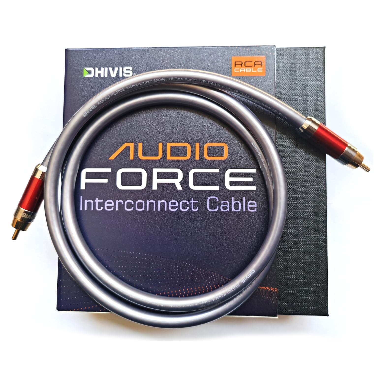 RCA HiFi Cable-1Meter, for Subwoofer, Power Amplifier to AVR, RCA to RCA Cable, 99.999% Copper, Gold Plated Plugs (1M-RCA Hi-Fi)