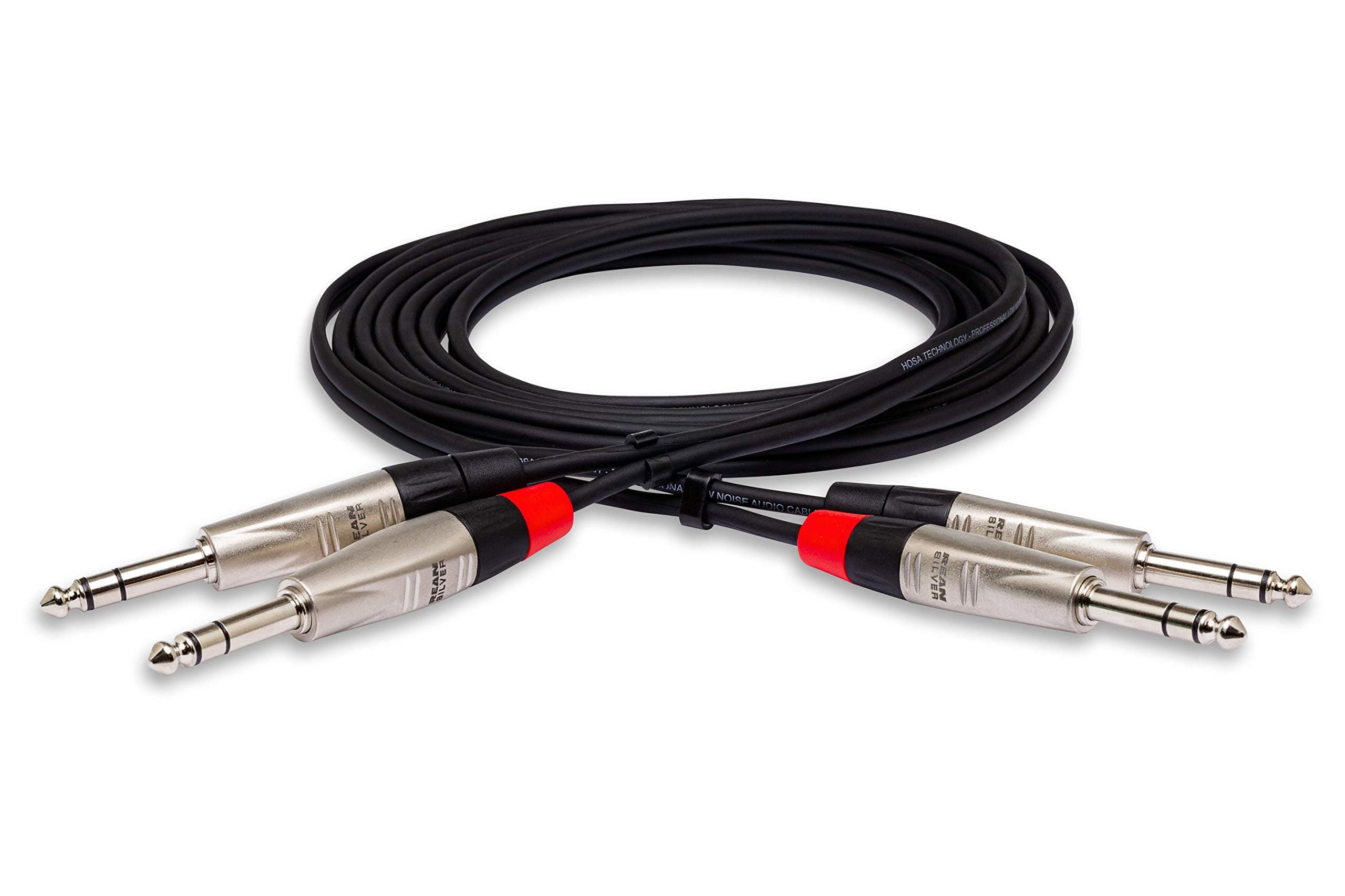HSS-005X2 Pro Stereo Interconnect, Dual REAN 1/4 Inch TRS to Same, 5 Feet