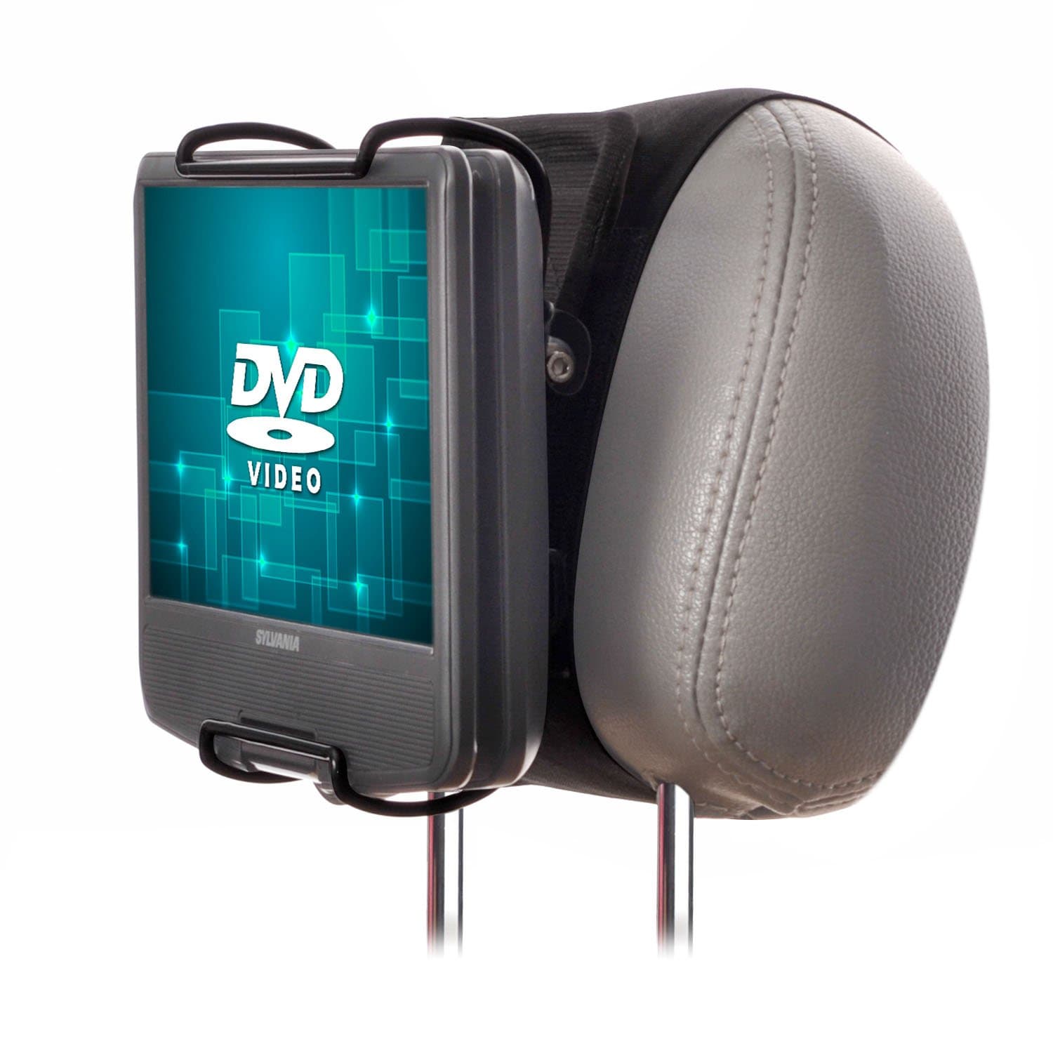 Portable DVD Player Car Headrest Mount with Angle-Adjustable Clamp, for use with Swivel Screen Style Portable DVD Players (DVD Player is not Included)