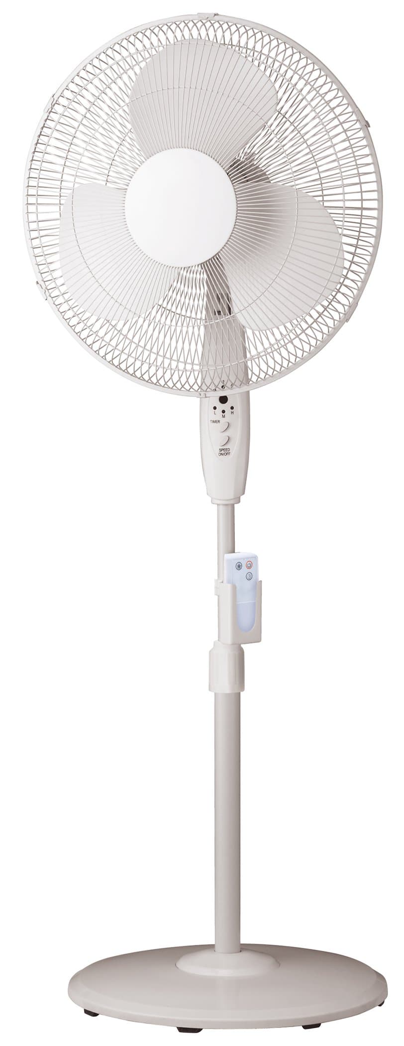 Pelonis FS40-8JR 16" White 3-Speed Oscillating Pedestal Fan with Remote W