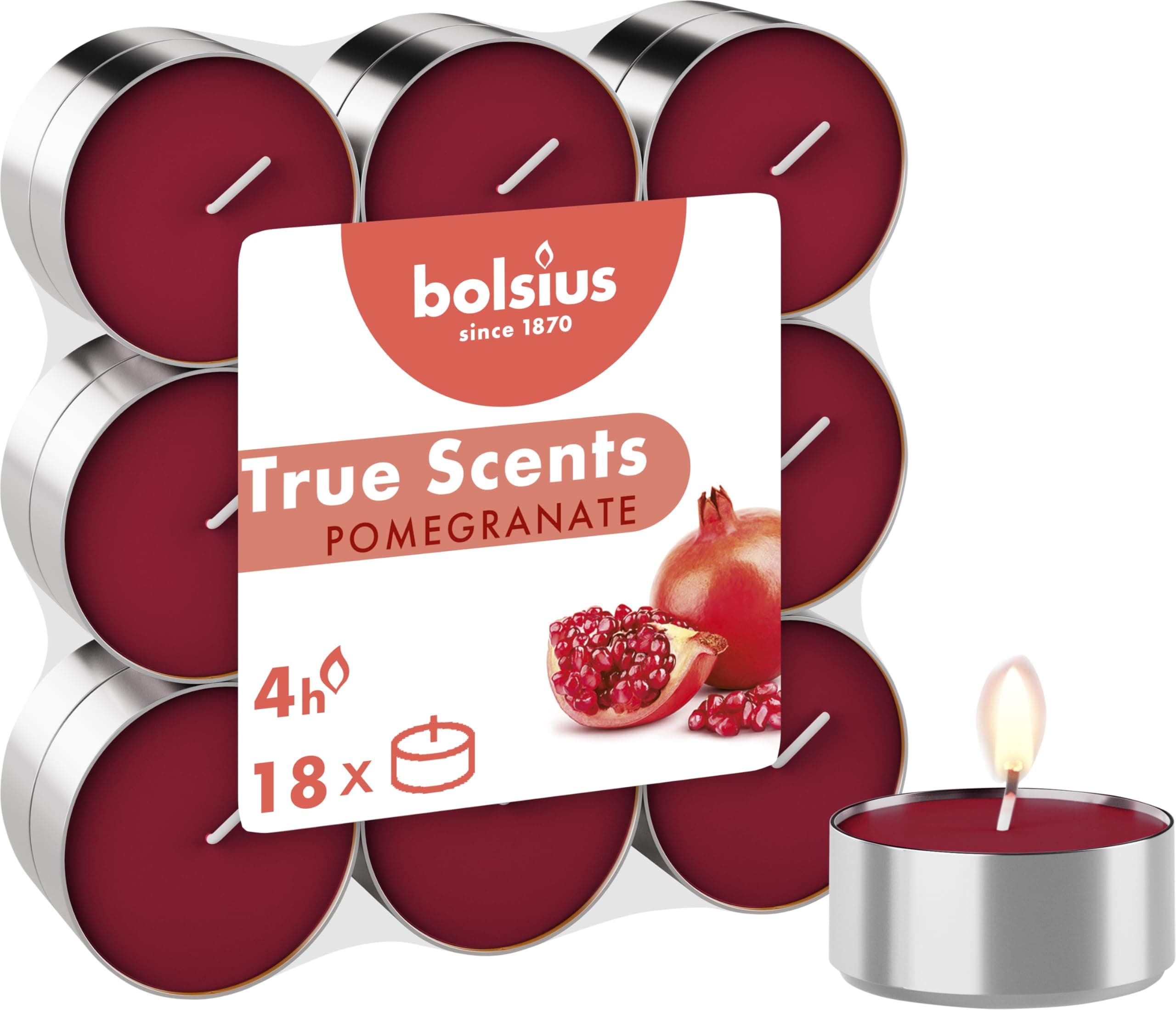 BOLSIUSFragrance Tealights - Vanilla - Pack of 18 - Long Burning Time of 4 Hours - Household Candle - Interior Decoration - Natural Extracts - Includes Natural Vegan Wax - No Palm Oil