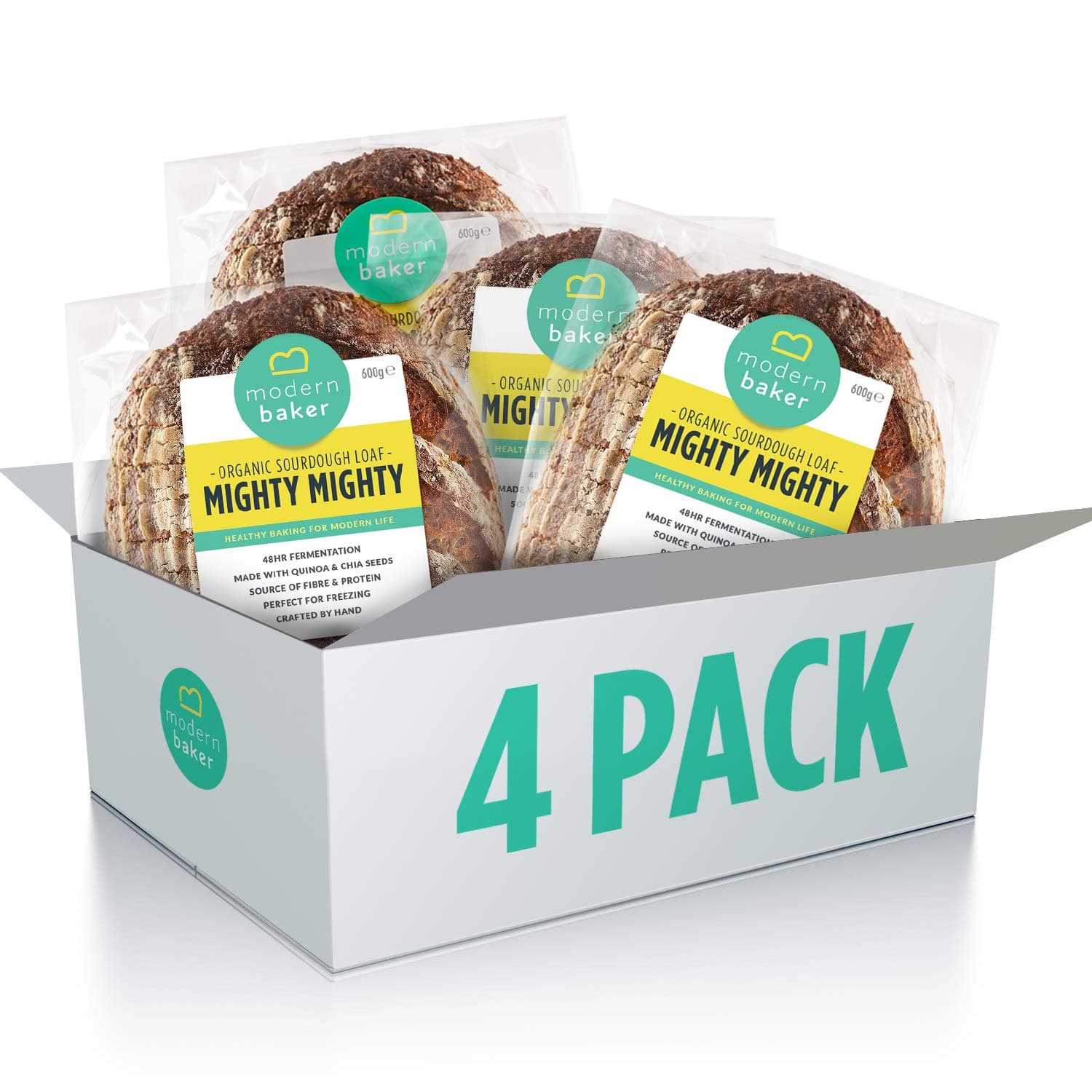 Modern Baker - Mighty Mighty, Organic Sourdough Bread 600g (Pack of 4)