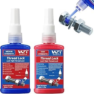 2Pack 50ml Locktight Threadlock Blue and Red, Thread Lock Medium and High Strength Lock Tight for Nuts, Bolts, Fasteners and Metals, Prevent Loosening and Corrosion