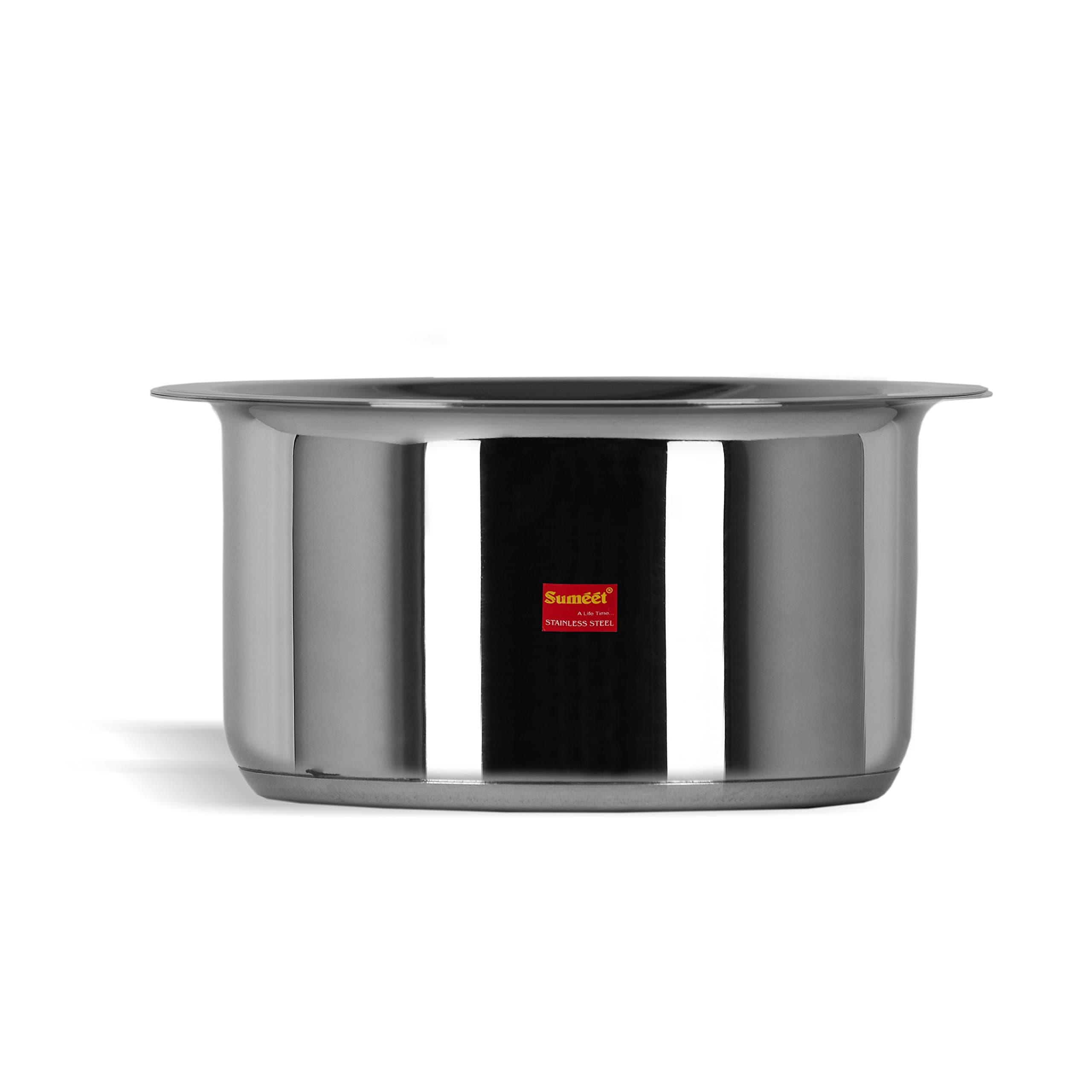 Stainless Steel Induction Bottom (Encapsulated Bottom) Induction & Gas Stove Friendly Container/Tope/Cookware With Lid Size No.10 (1 Ltr)
