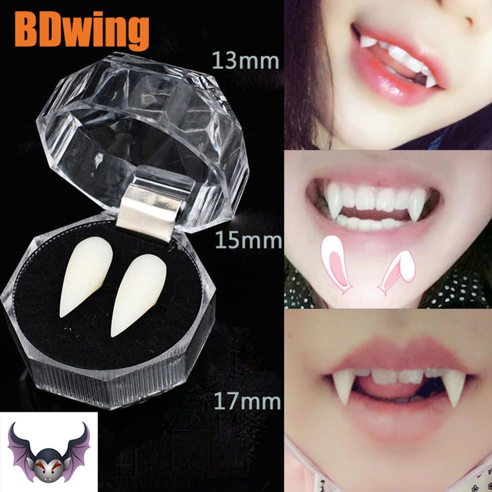 Vampire Teeth BD07 Funny Horror Trick Toy Goofy Fake Vampire Fangs Dentures, Great Party Favors for Cosplay Prop Halloween Decoration Props Costume Accessory (6 pcs)