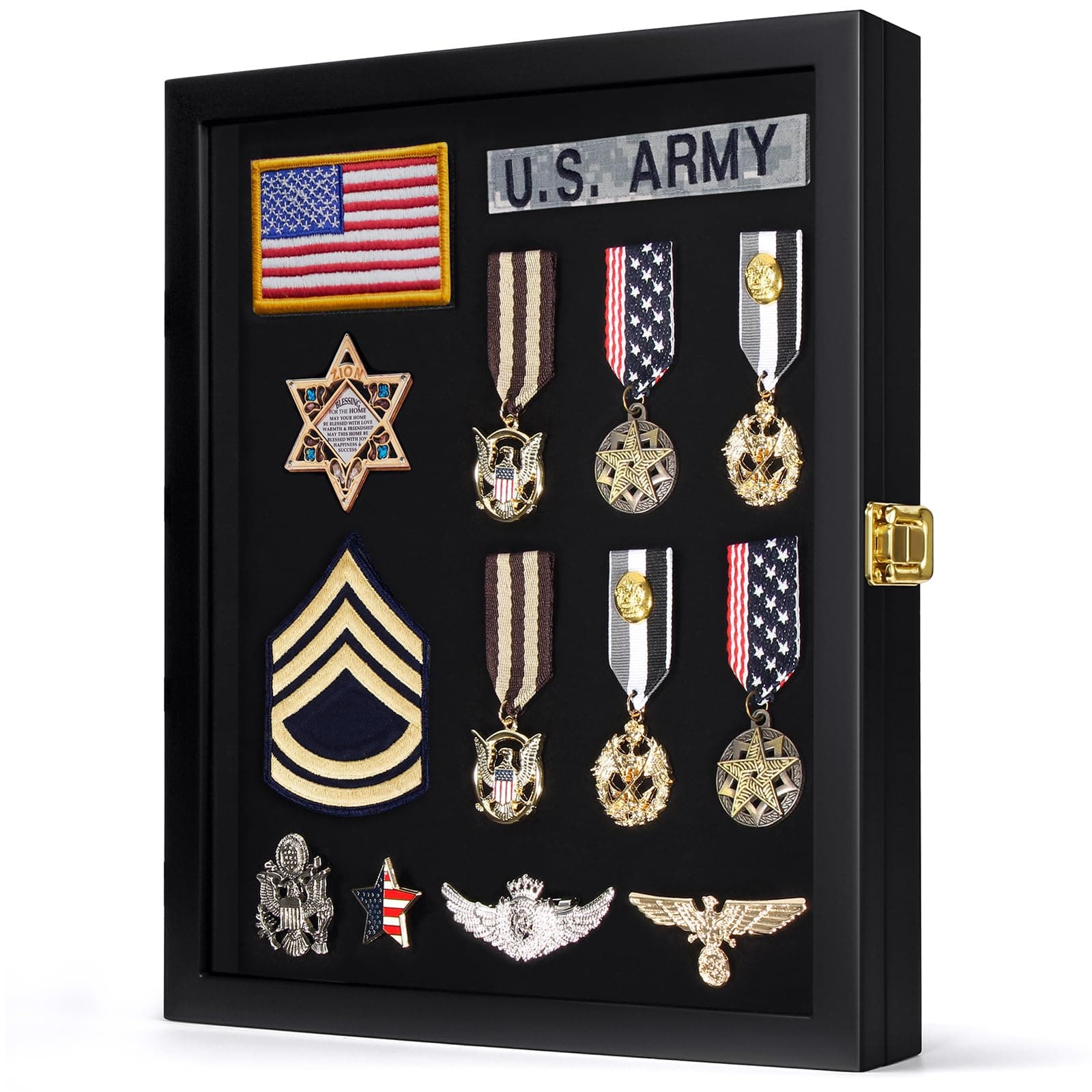 Pin Display Case - 11x14 for Military Badges Medals Tags Patches, Jewelry & Giant Pins, Insignia Ribbons